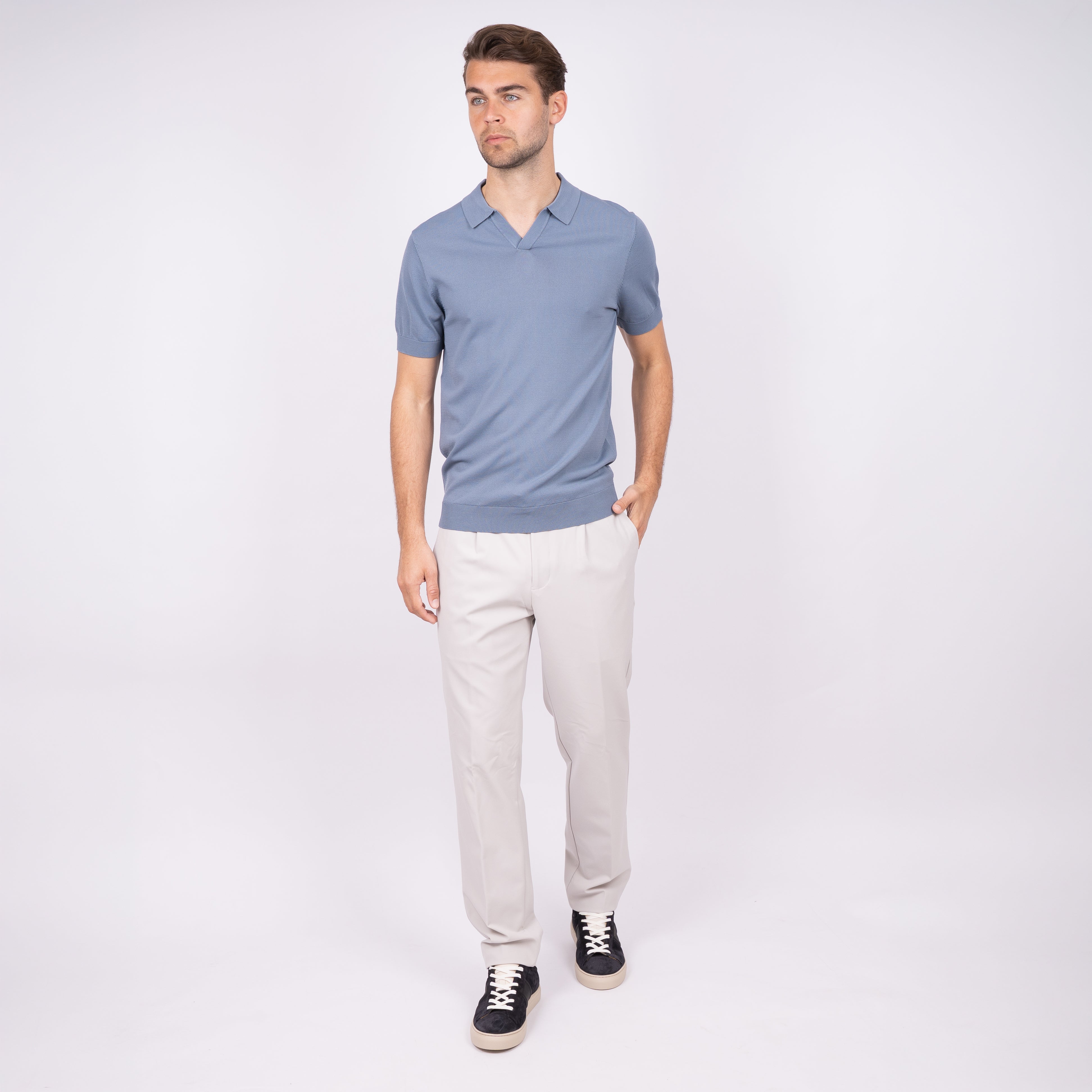 SEVEN DIALS Technische Buttonless Polo Staalblauw | Hayden