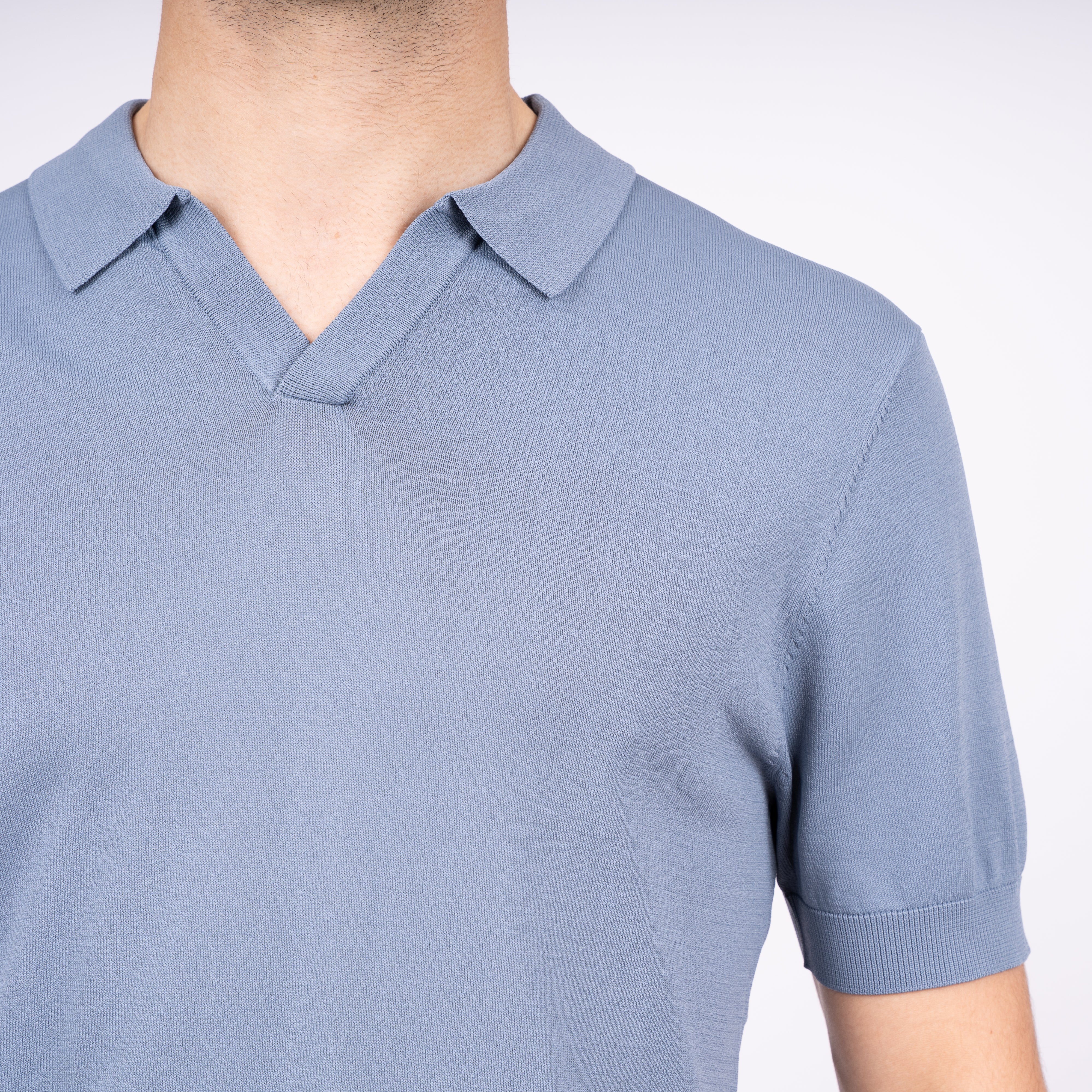 SEVEN DIALS Technische Buttonless Polo Staalblauw | Hayden