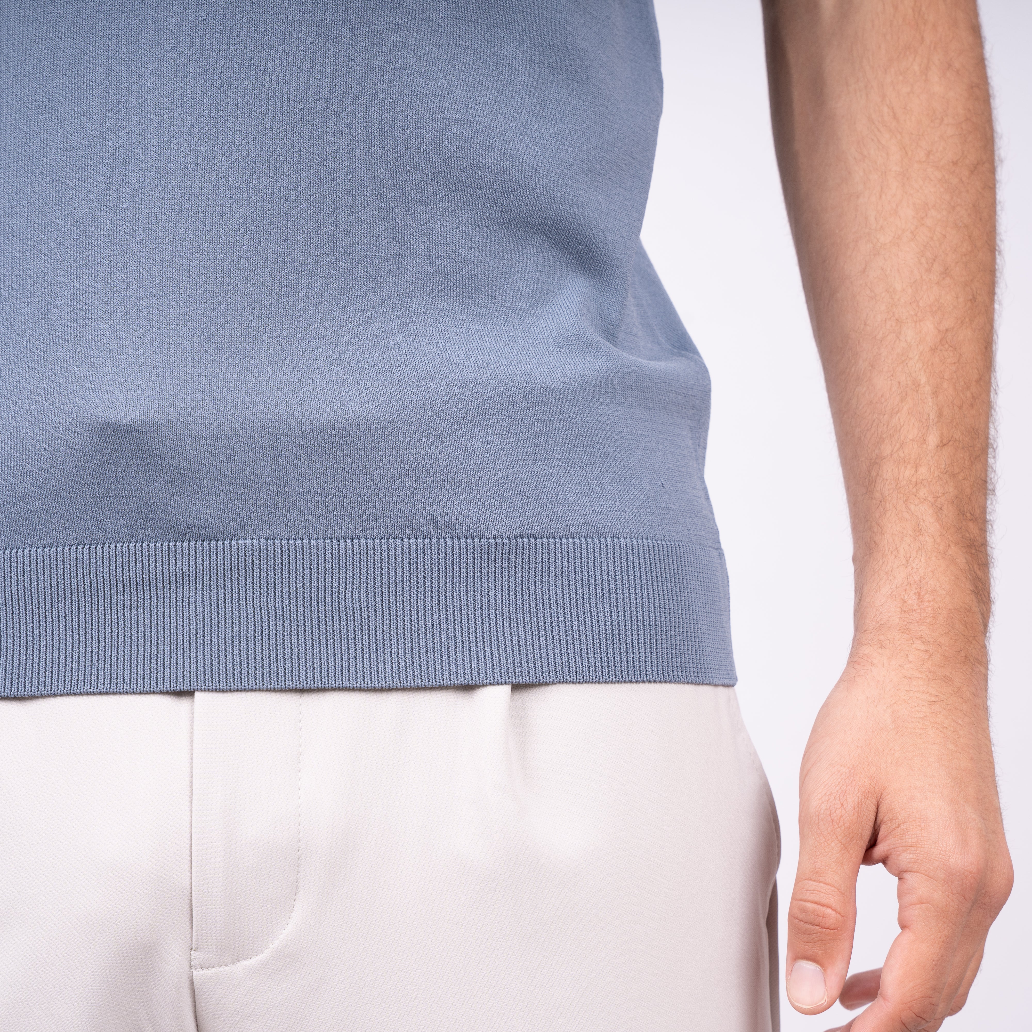 SEVEN DIALS Technische Buttonless Polo Staalblauw | Hayden