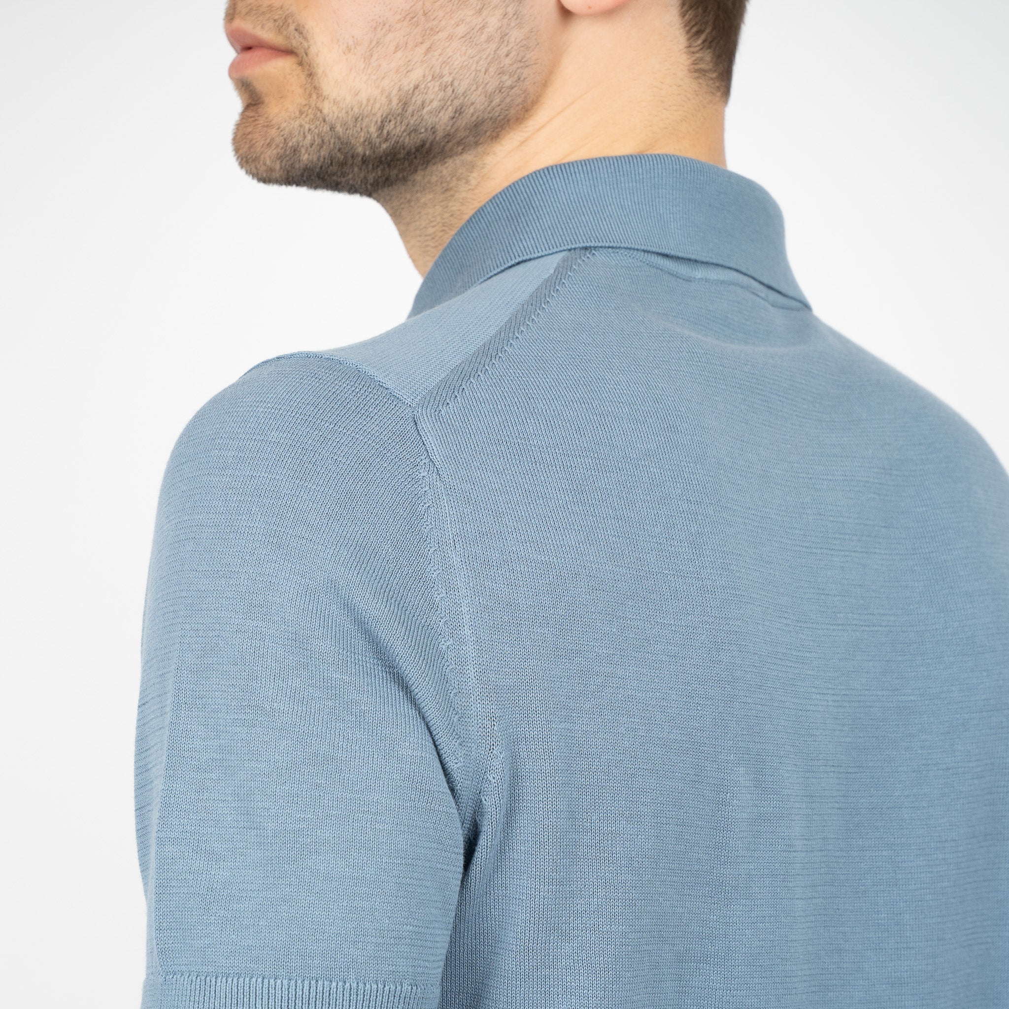 SEVEN DIALS Gebreide Polo Staalblauw | Fillin