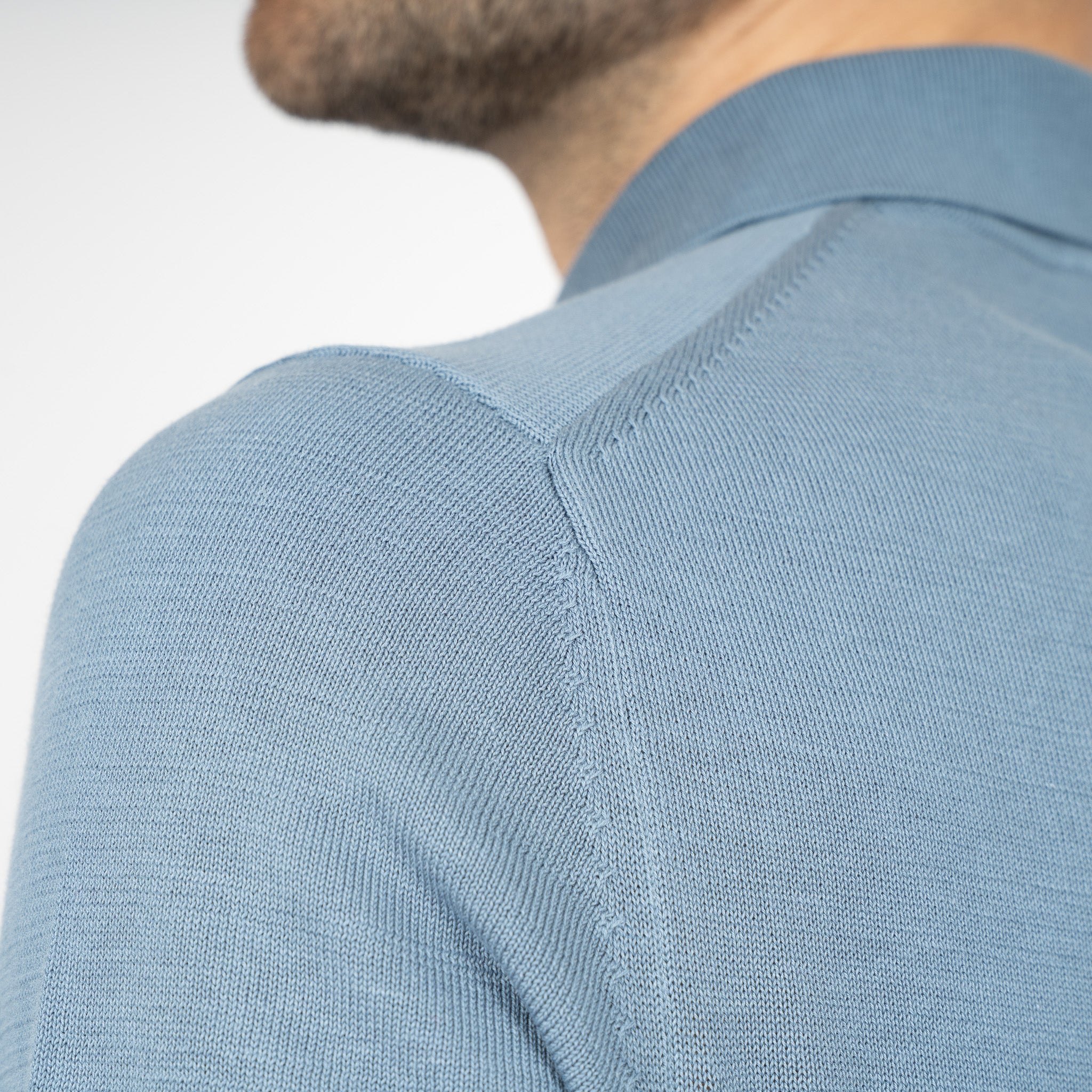 SEVEN DIALS Gebreide Polo Staalblauw | Fillin