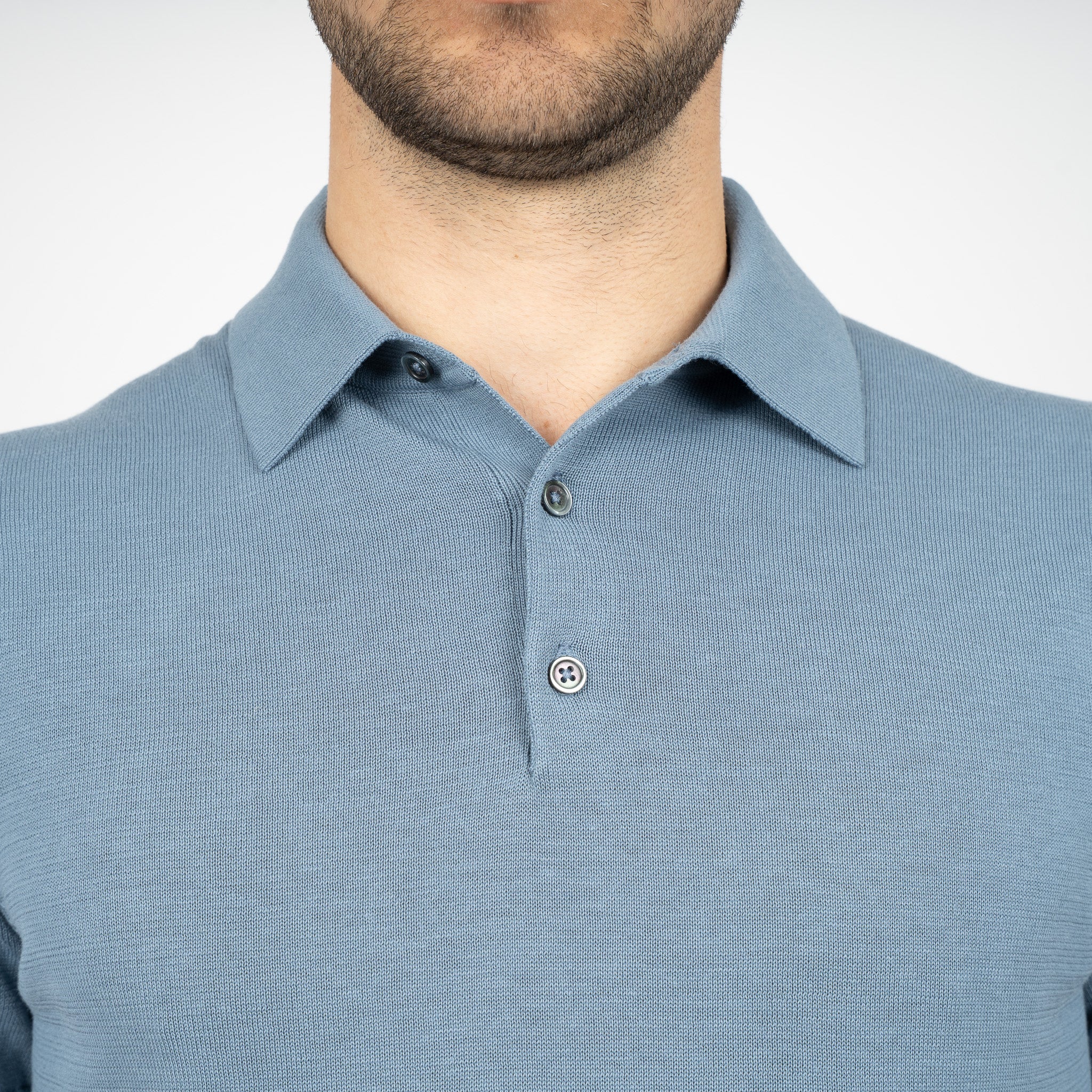 SEVEN DIALS Gebreide Polo Staalblauw | Fillin