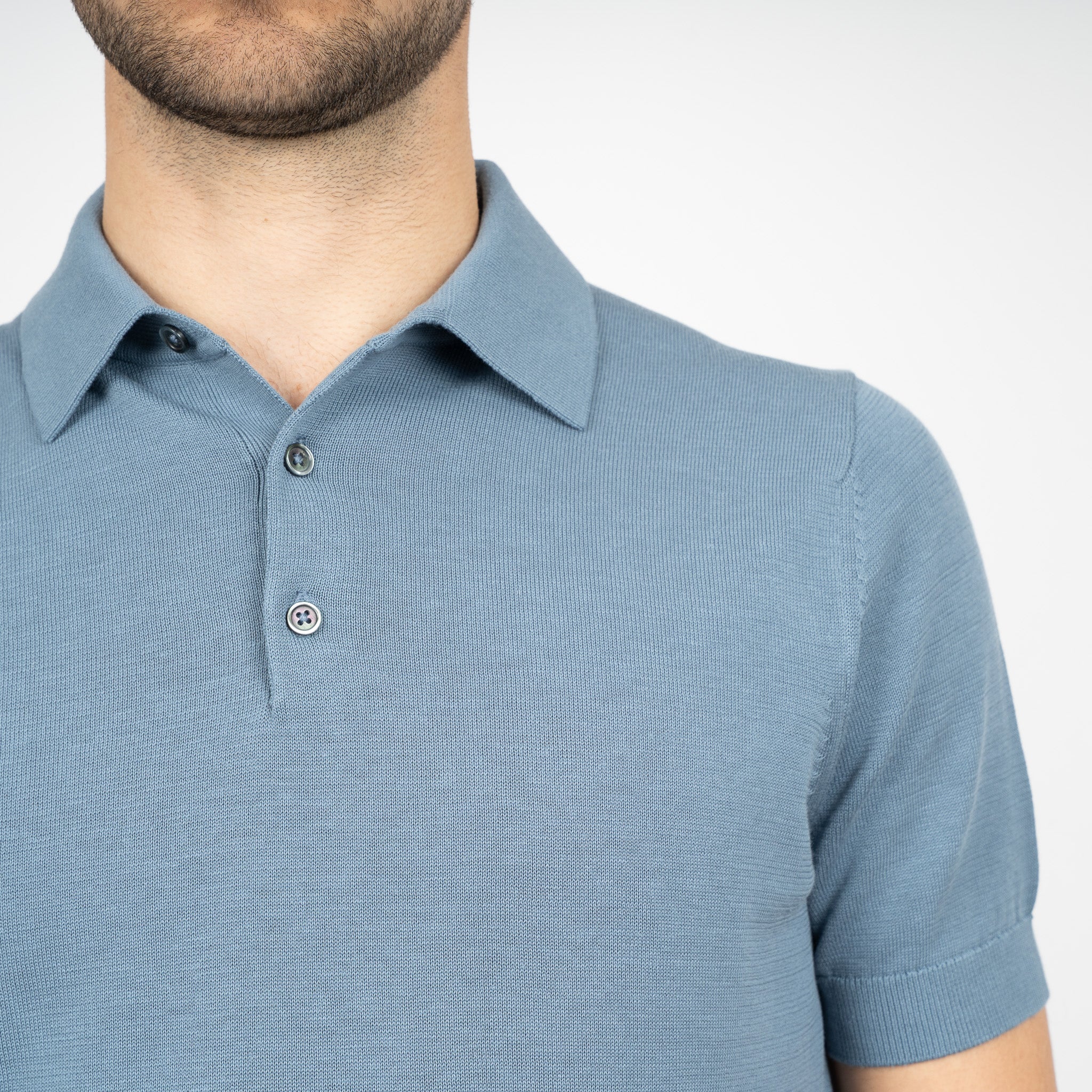 SEVEN DIALS Gebreide Polo Staalblauw | Fillin