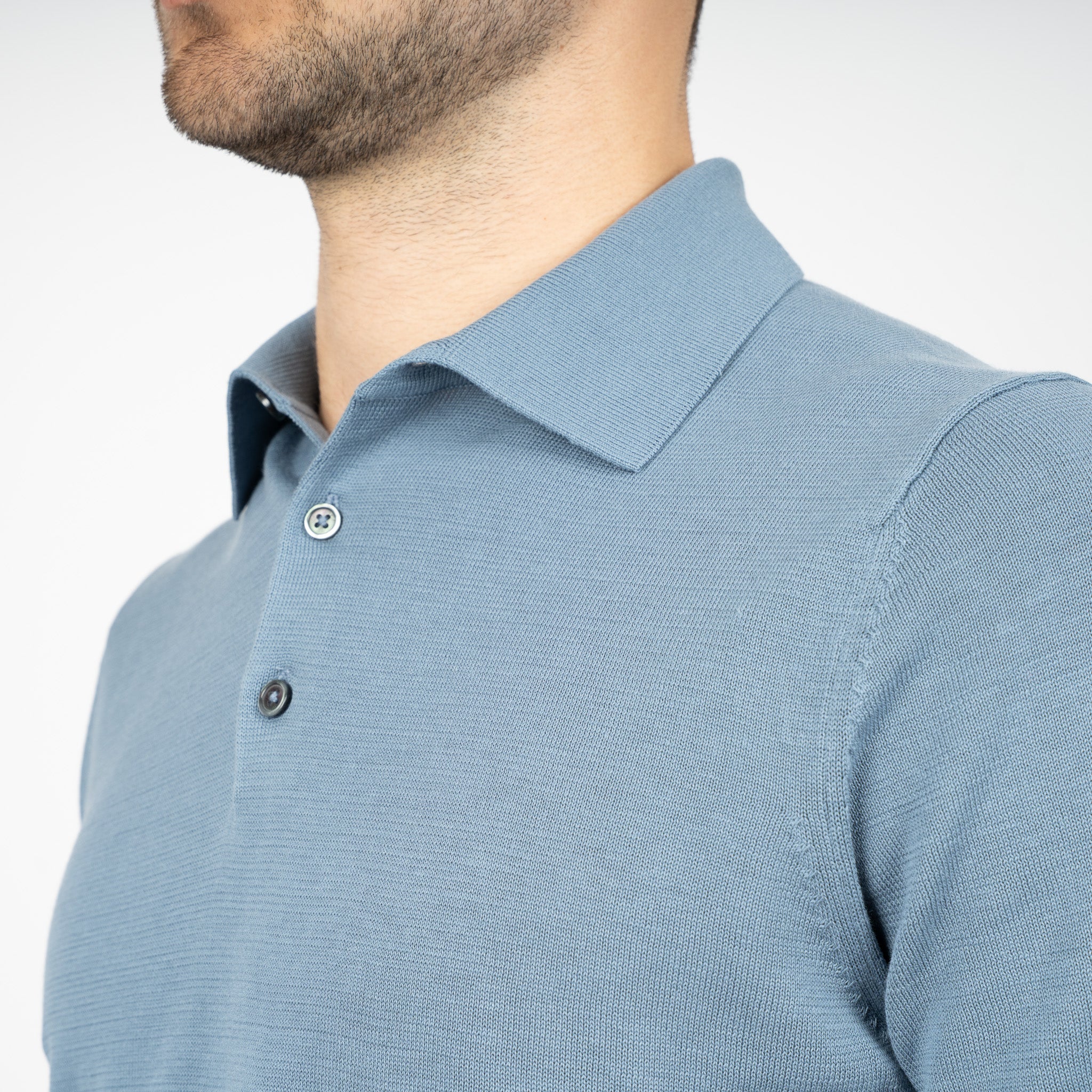 SEVEN DIALS Gebreide Polo Staalblauw | Fillin