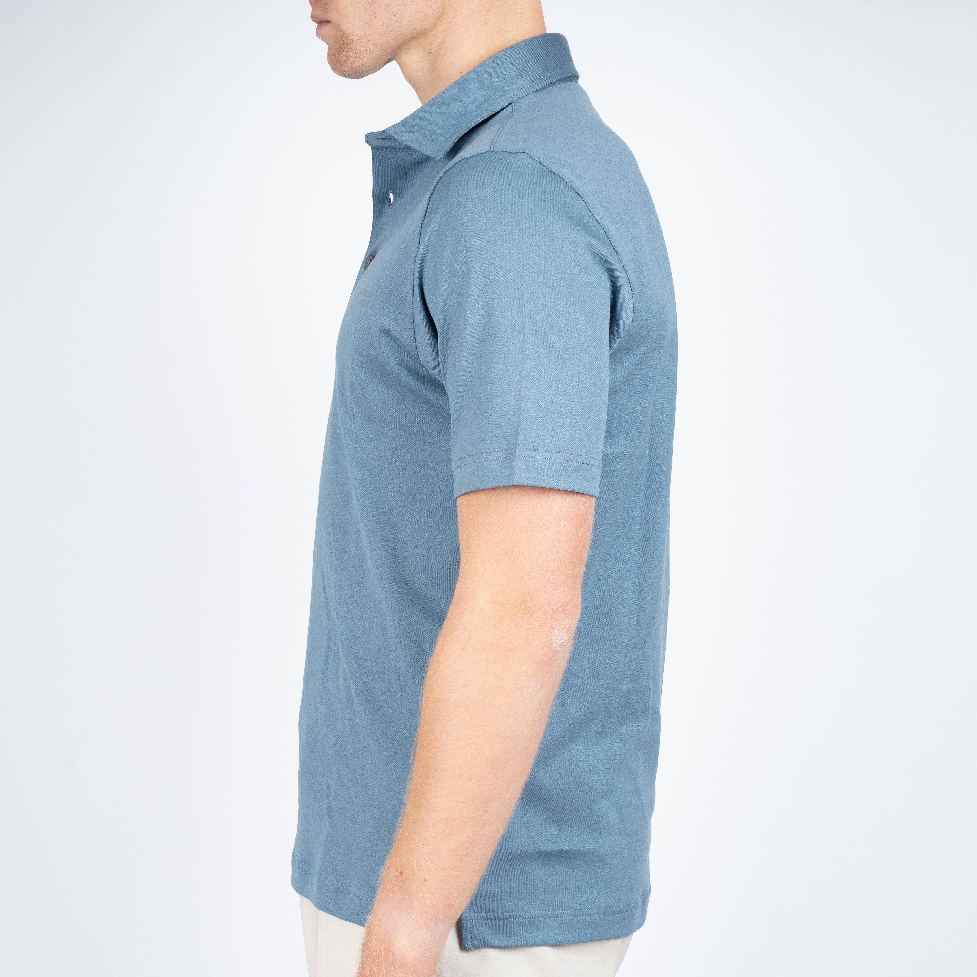 Gran Sasso Polo Staalblauw | Mercerized Cotton