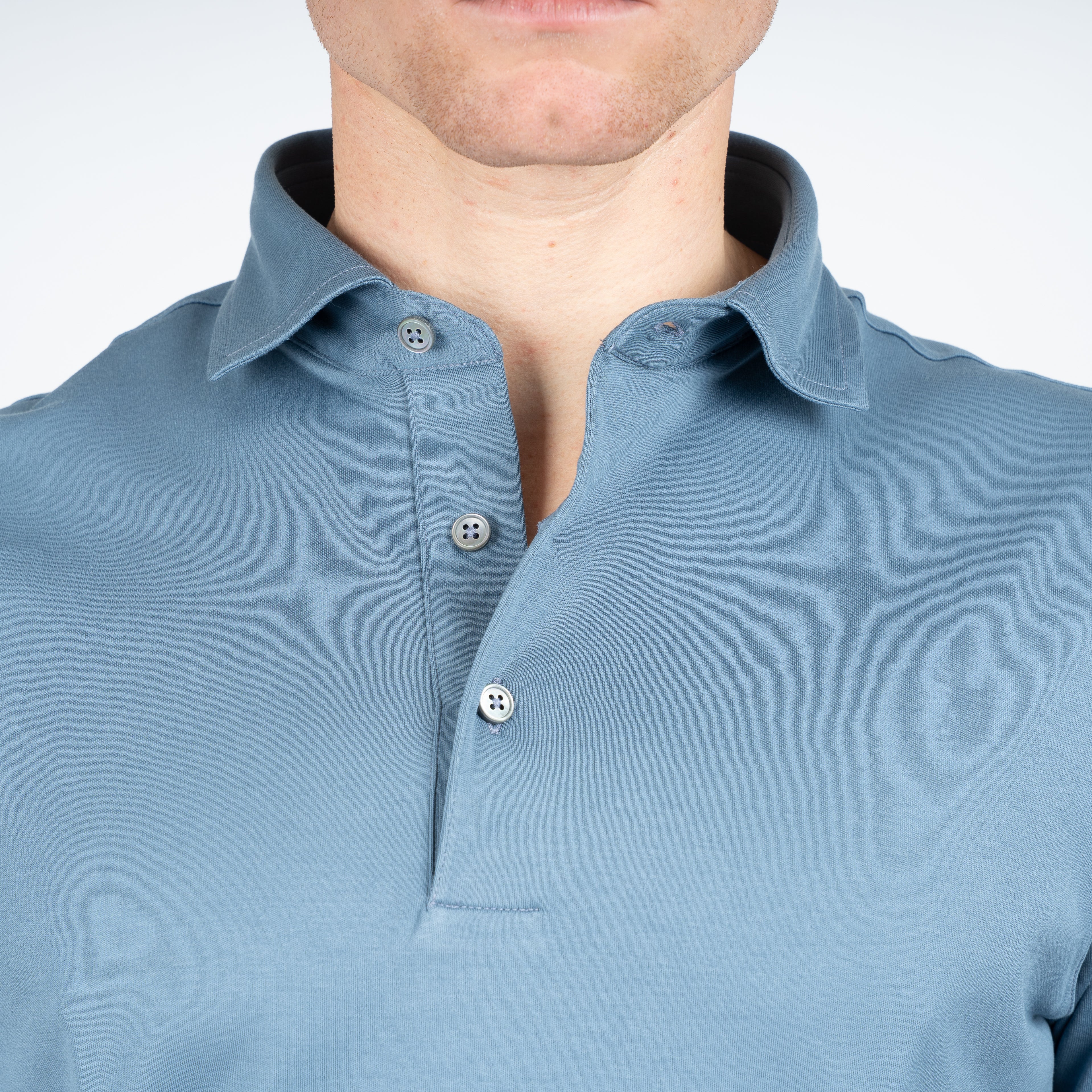 Gran Sasso Polo Staalblauw | Mercerized Cotton