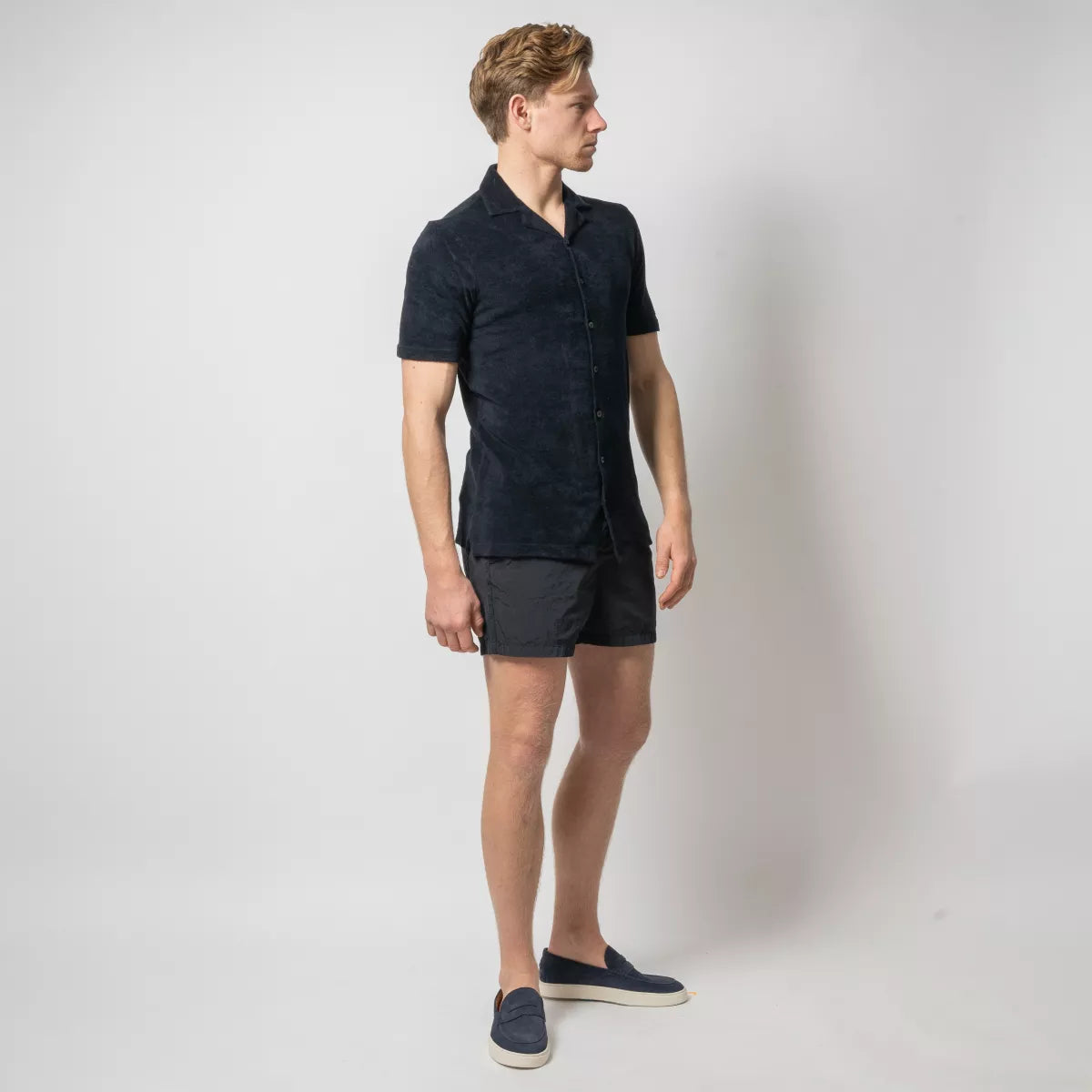 Gran Sasso Polo Doorgeknoopt Donkerblauw | Badstof