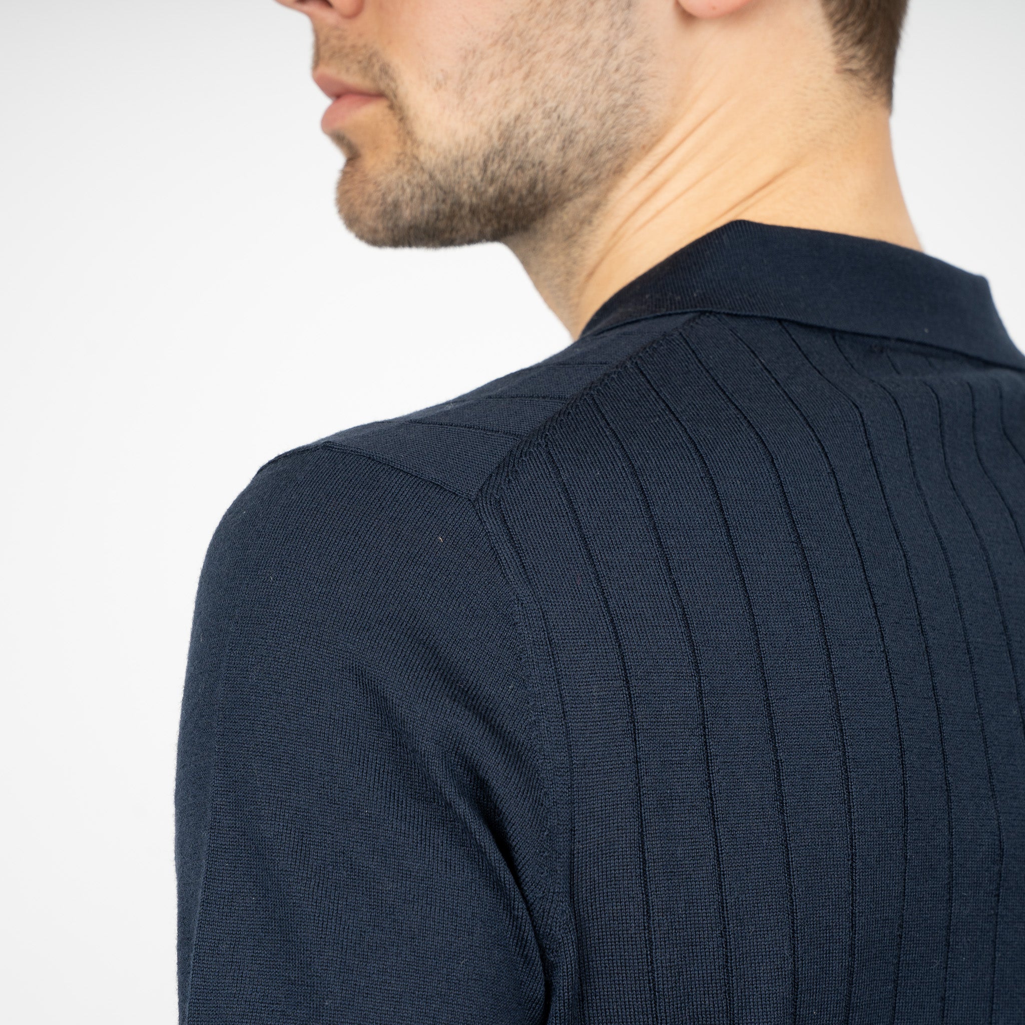 SEVEN DIALS Gebreide Polo met Rits Blauw | Brentt
