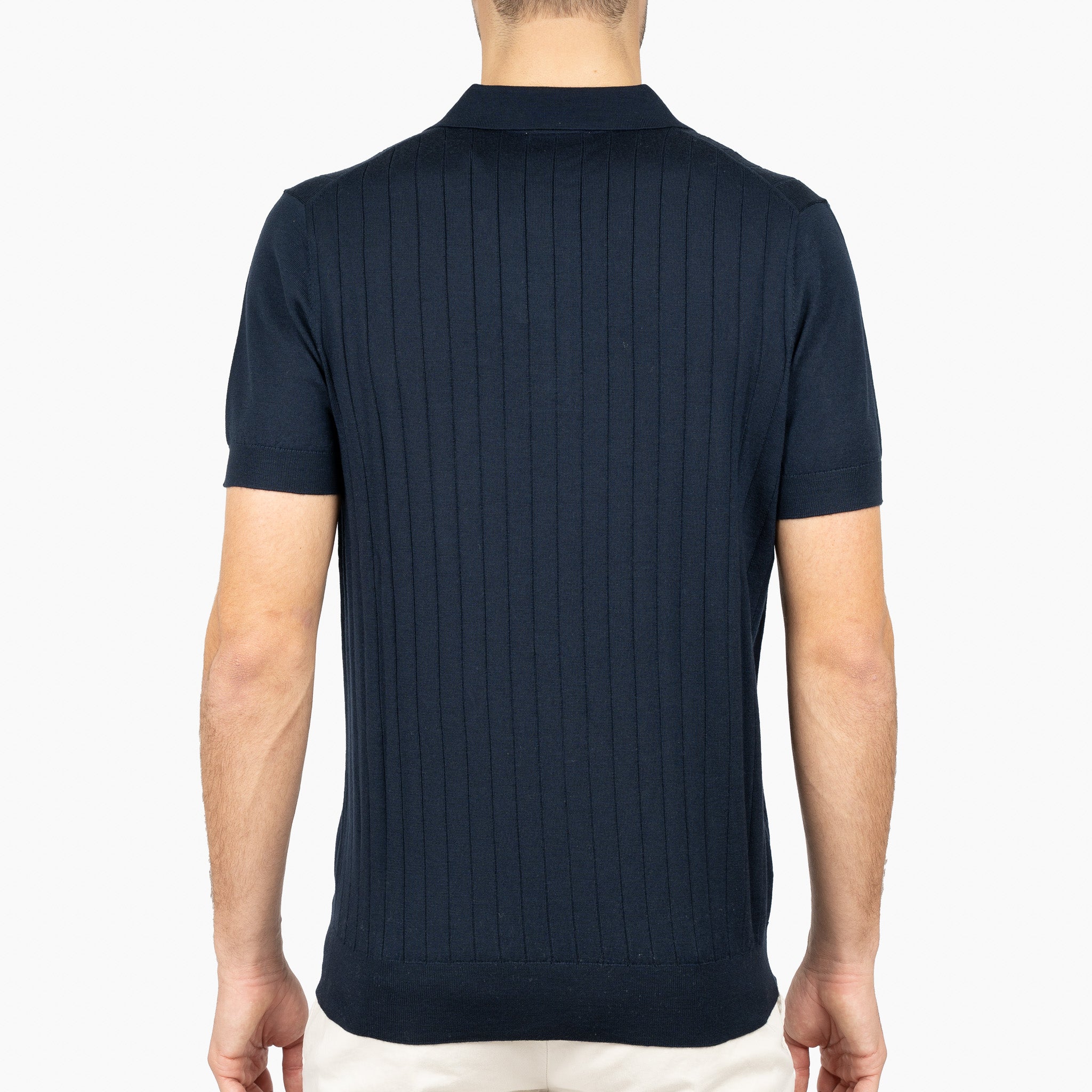 SEVEN DIALS Gebreide Polo met Rits Blauw | Brentt