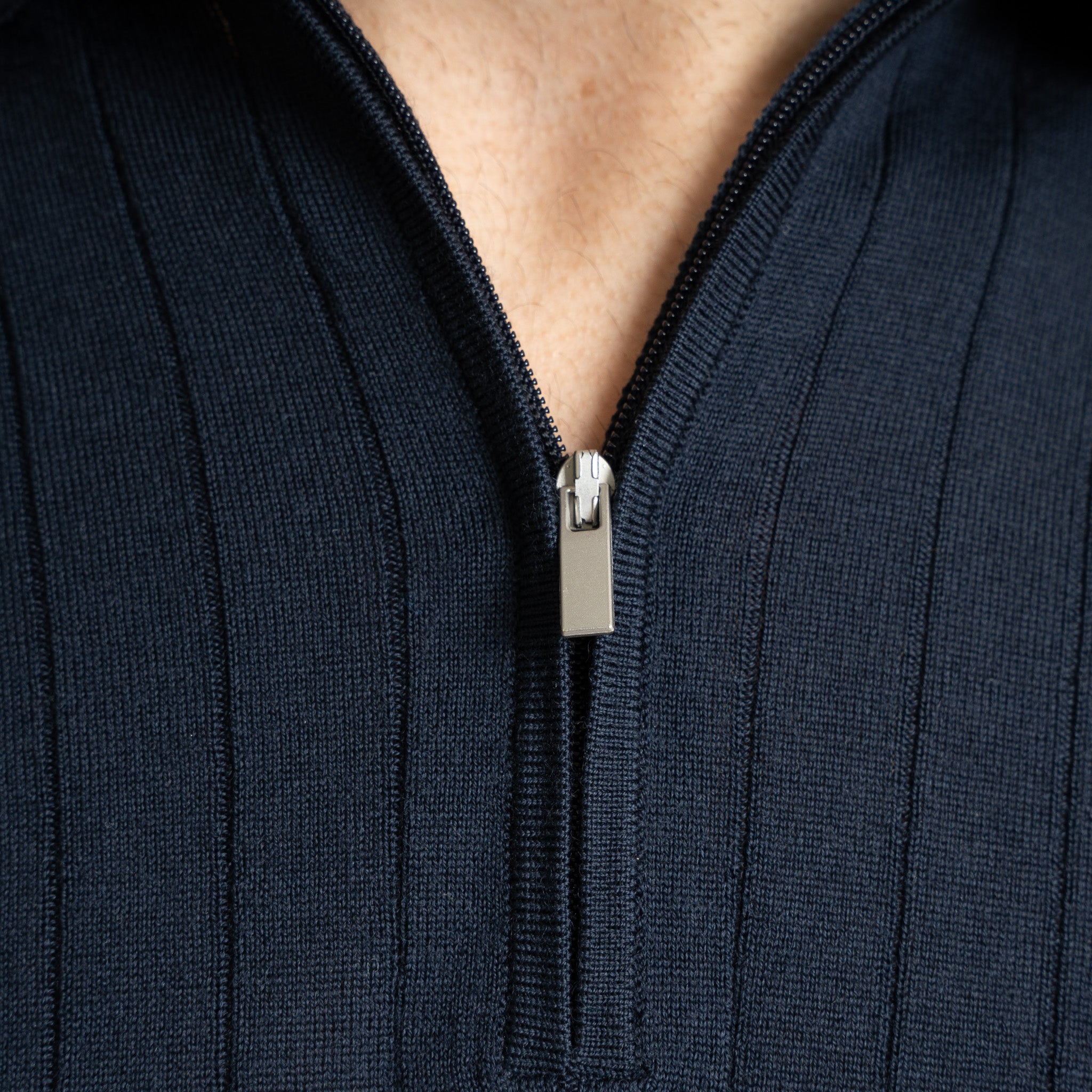SEVEN DIALS Gebreide Polo met Rits Blauw | Brentt