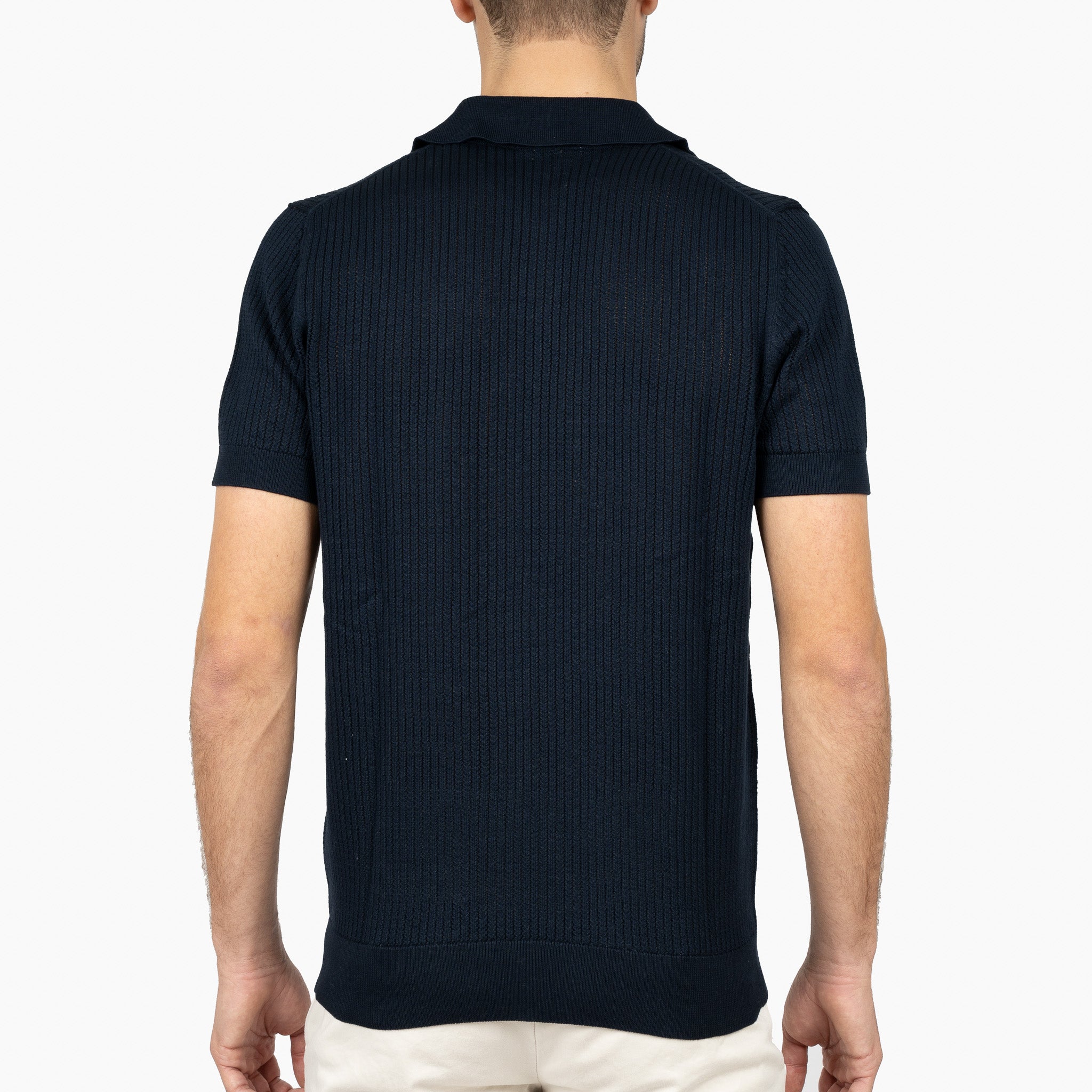 SEVEN DIALS Gebreide Buttonless Polo Blauw | Bennet