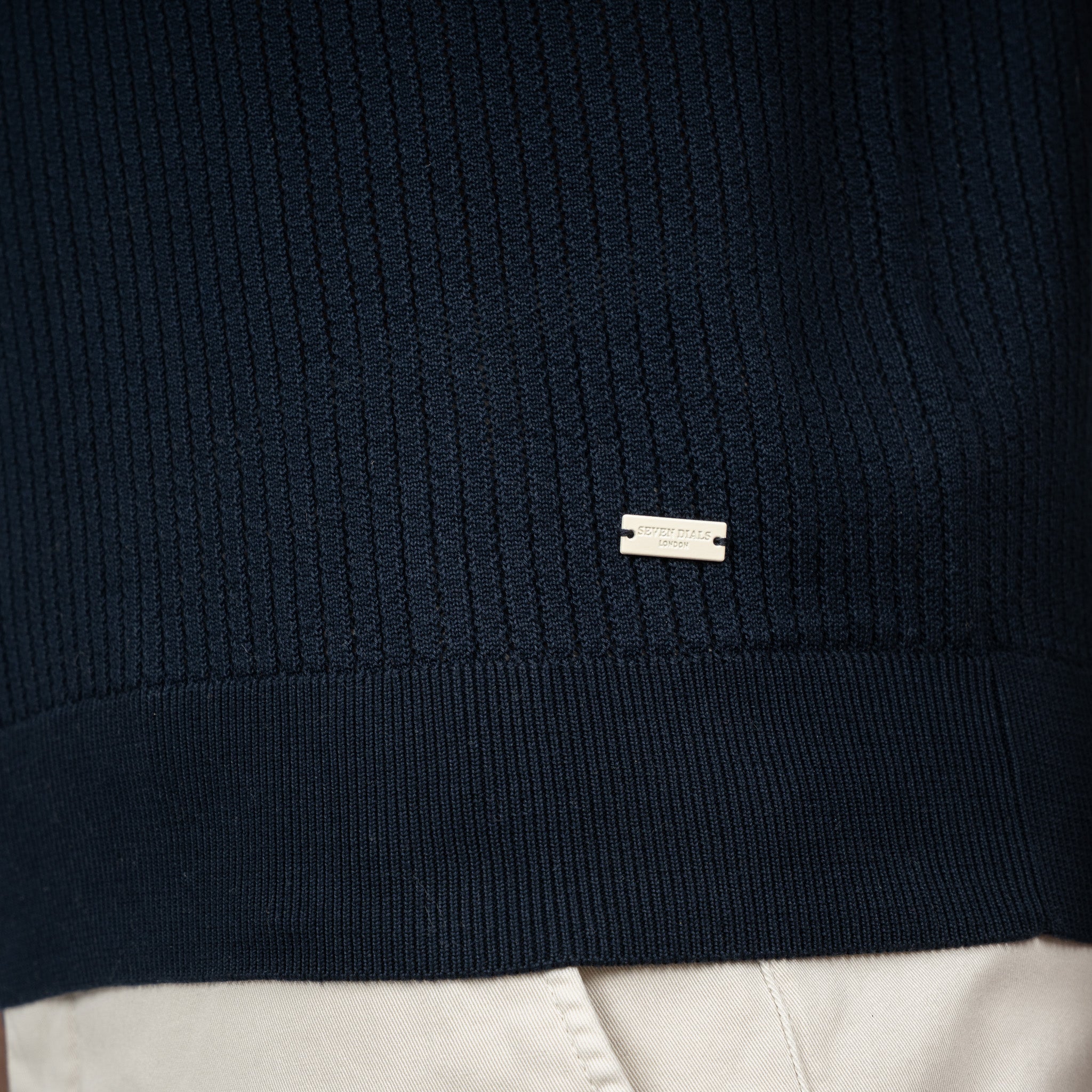 SEVEN DIALS Gebreide Buttonless Polo Blauw | Bennet