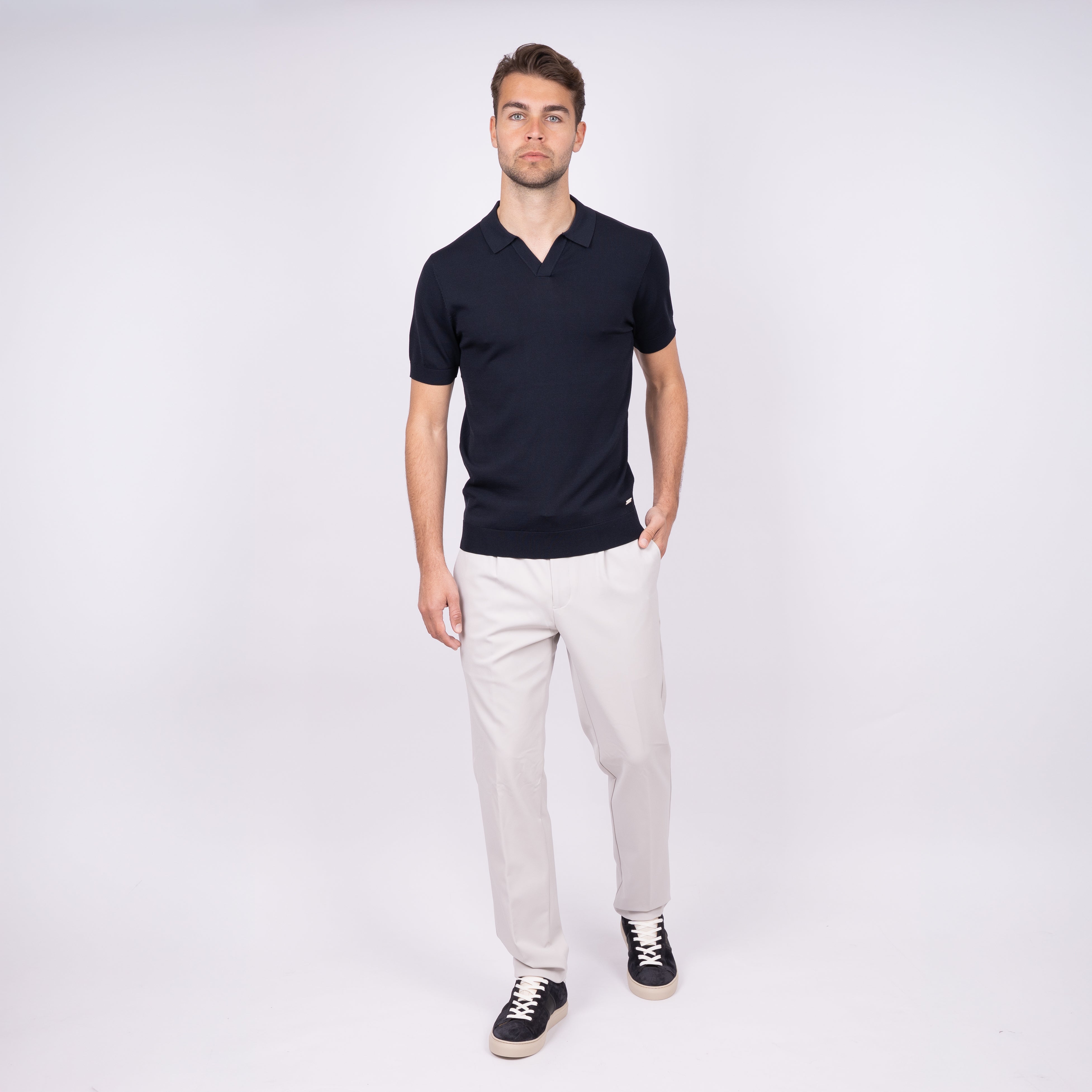 SEVEN DIALS Technische Buttonless Polo Blauw | Hayden
