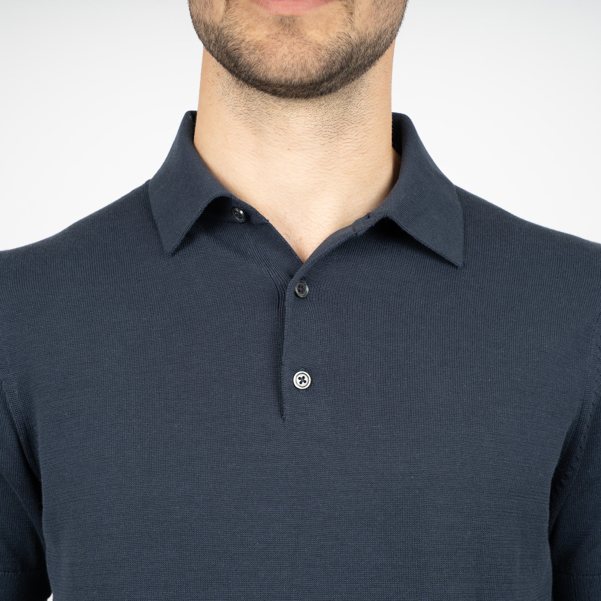 SEVEN DIALS Gebreide Polo Donkerblauw | Fillin