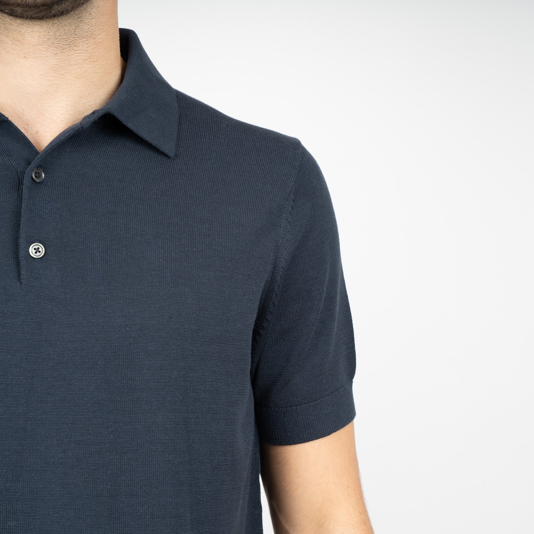SEVEN DIALS Gebreide Polo Donkerblauw | Fillin