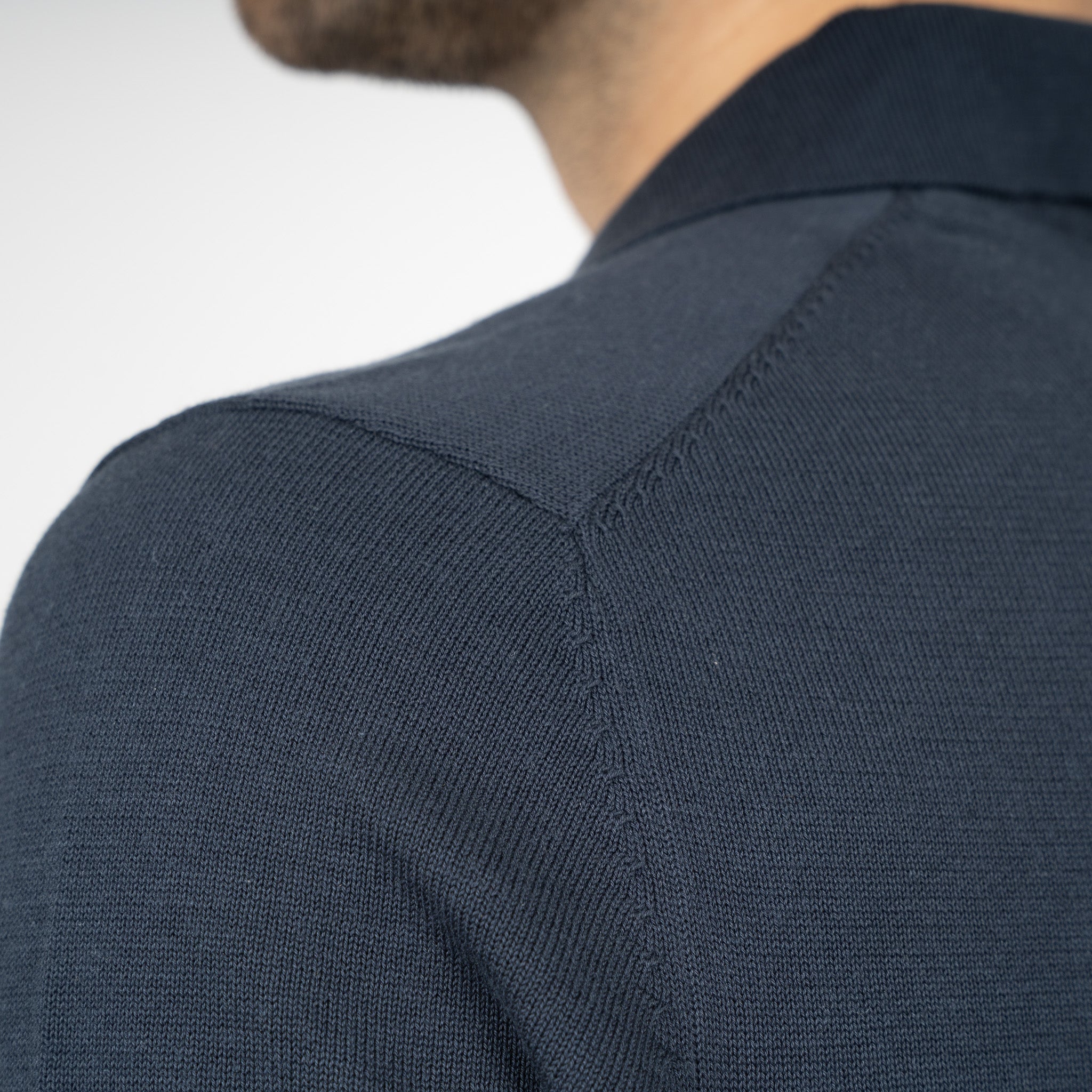 SEVEN DIALS Gebreide Buttonless Polo Blauw | Dyche