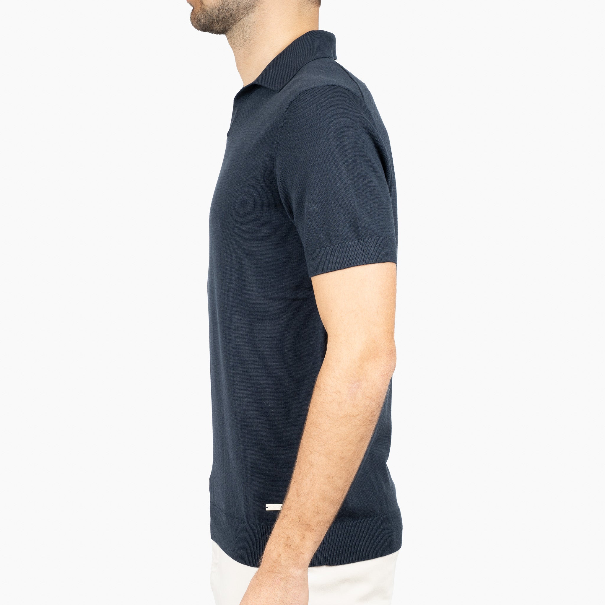 SEVEN DIALS Gebreide Buttonless Polo Blauw | Dyche