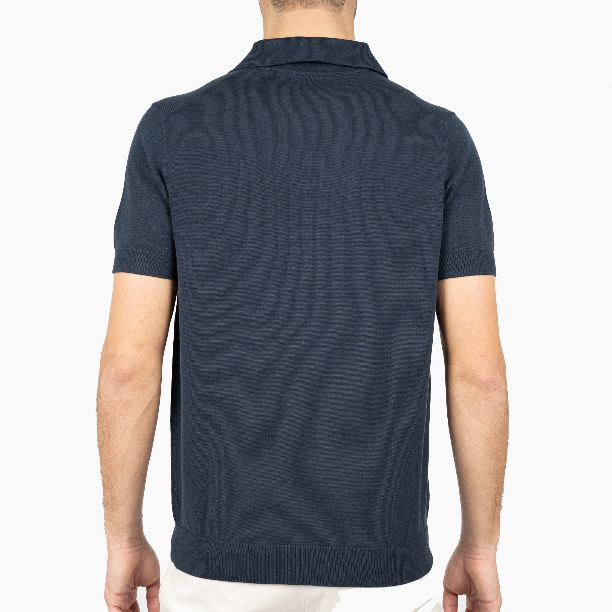 SEVEN DIALS Gebreide Buttonless Polo Blauw | Dyche