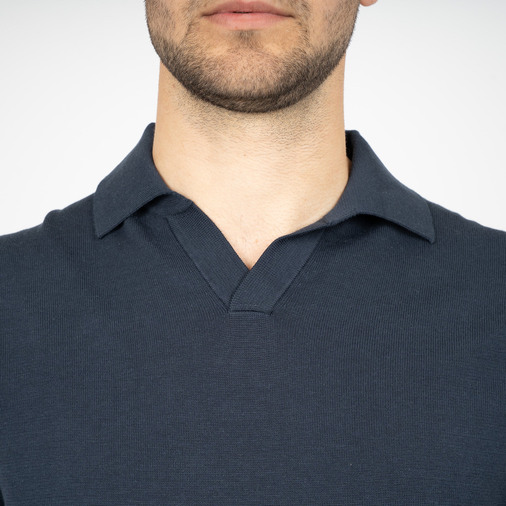 SEVEN DIALS Gebreide Buttonless Polo Blauw | Dyche