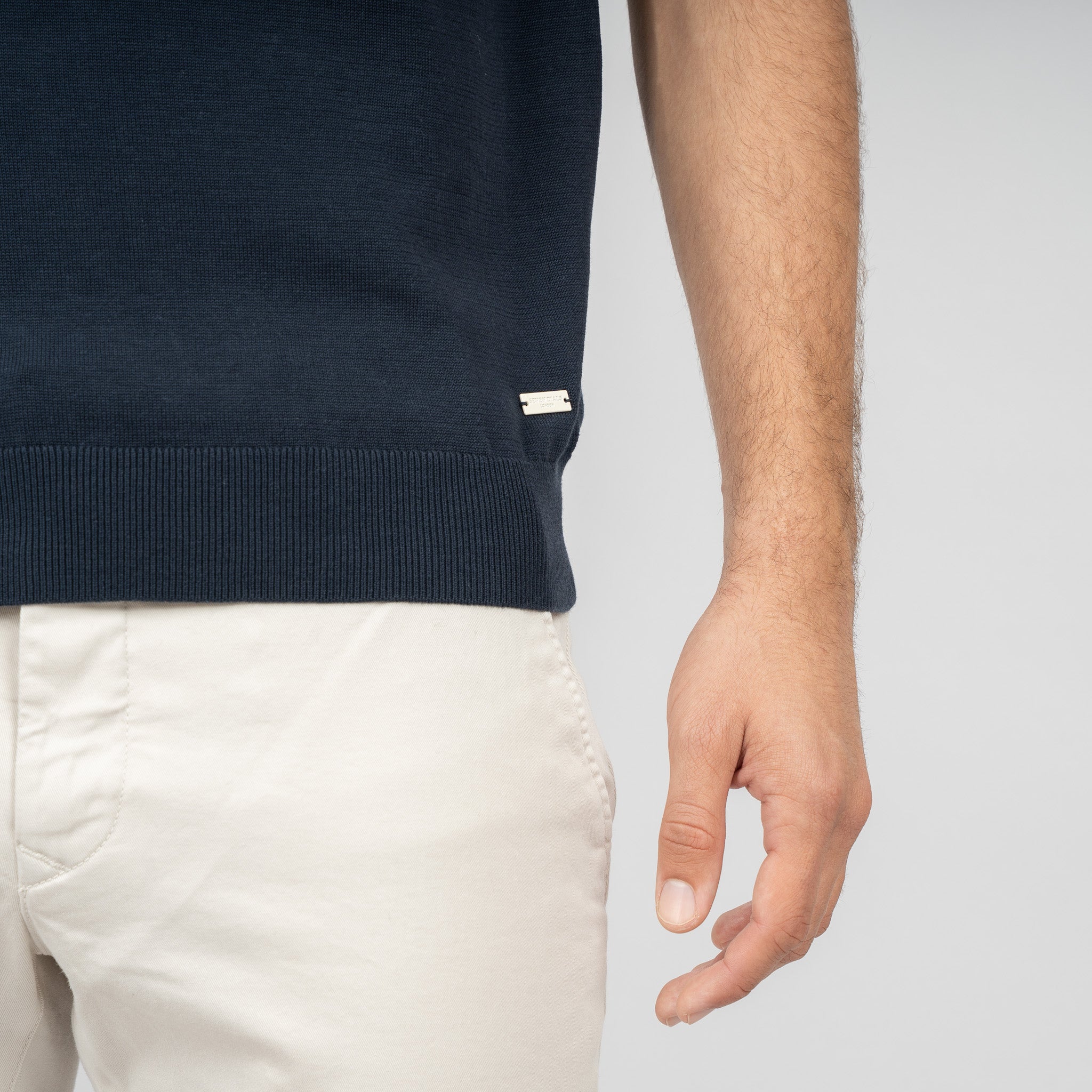 SEVEN DIALS Gebreide Buttonless Polo Blauw | Dyche