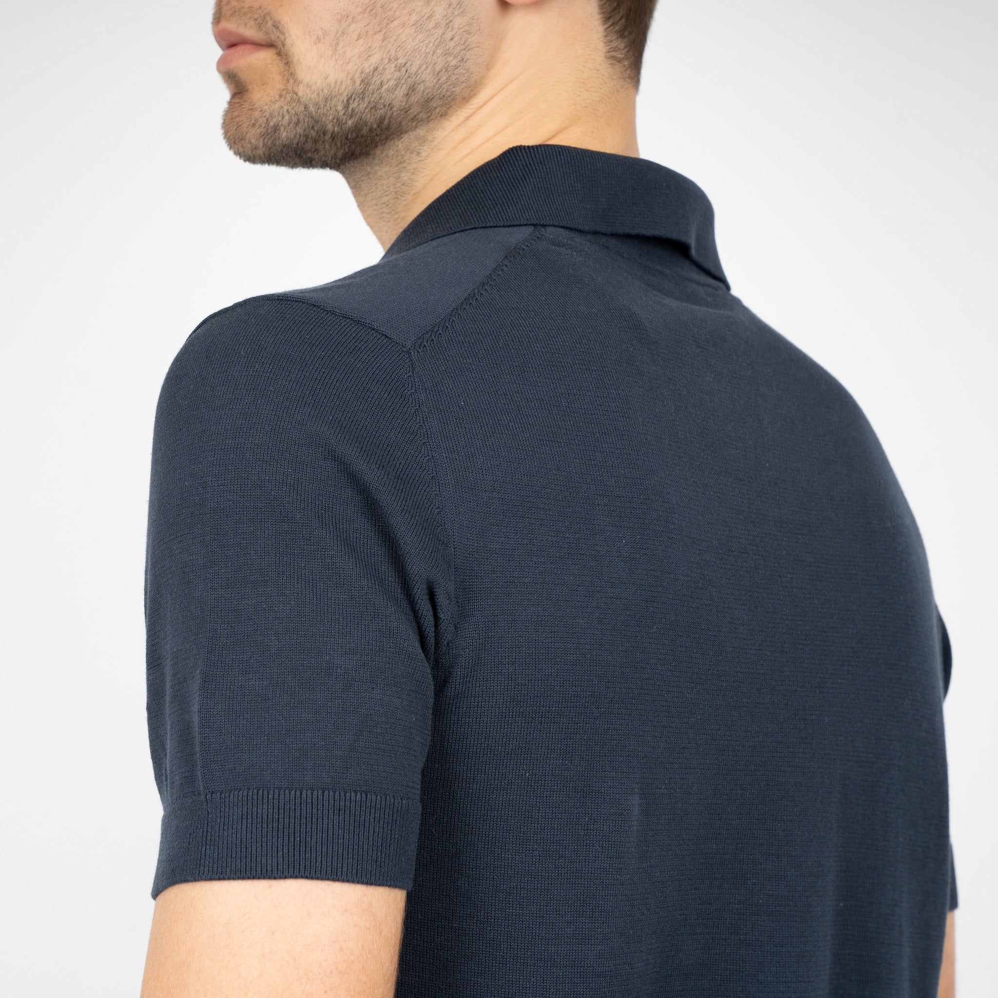 SEVEN DIALS Gebreide Buttonless Polo Blauw | Dyche
