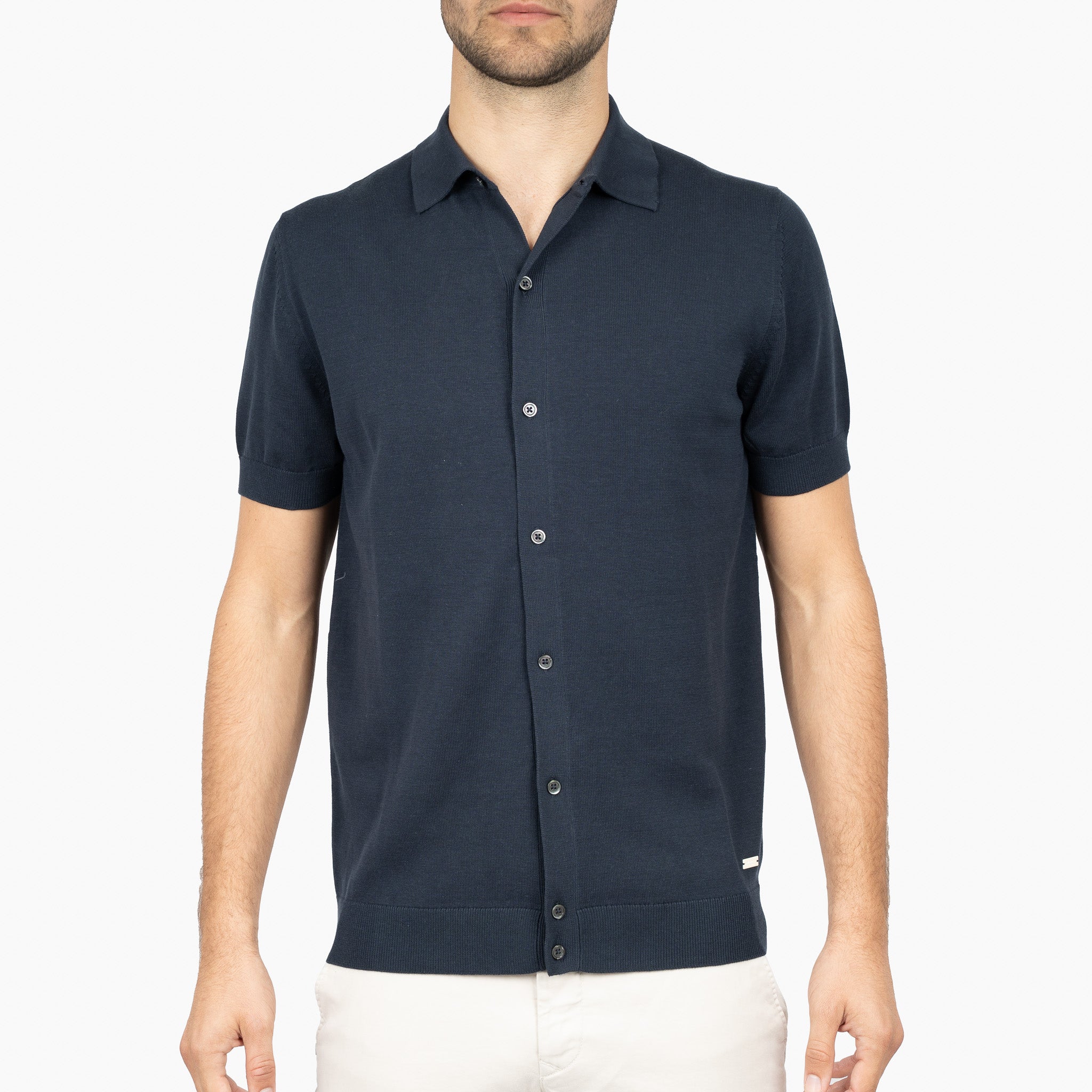 SEVEN DIALS Gebreide Doorknoop Polo Blauw | Rudy