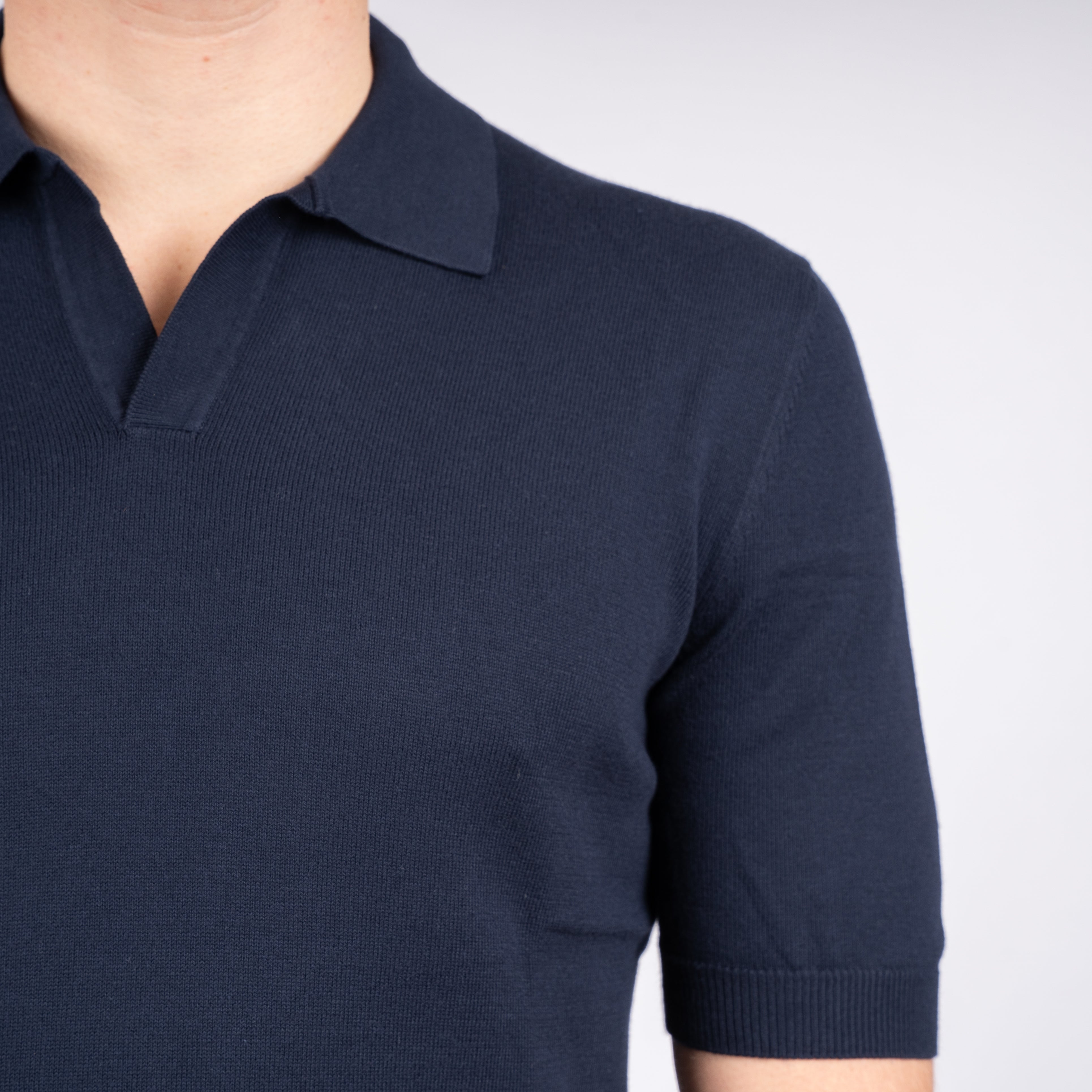 Gran Sasso Buttonless Polo Blauw | Egyptian Cotton