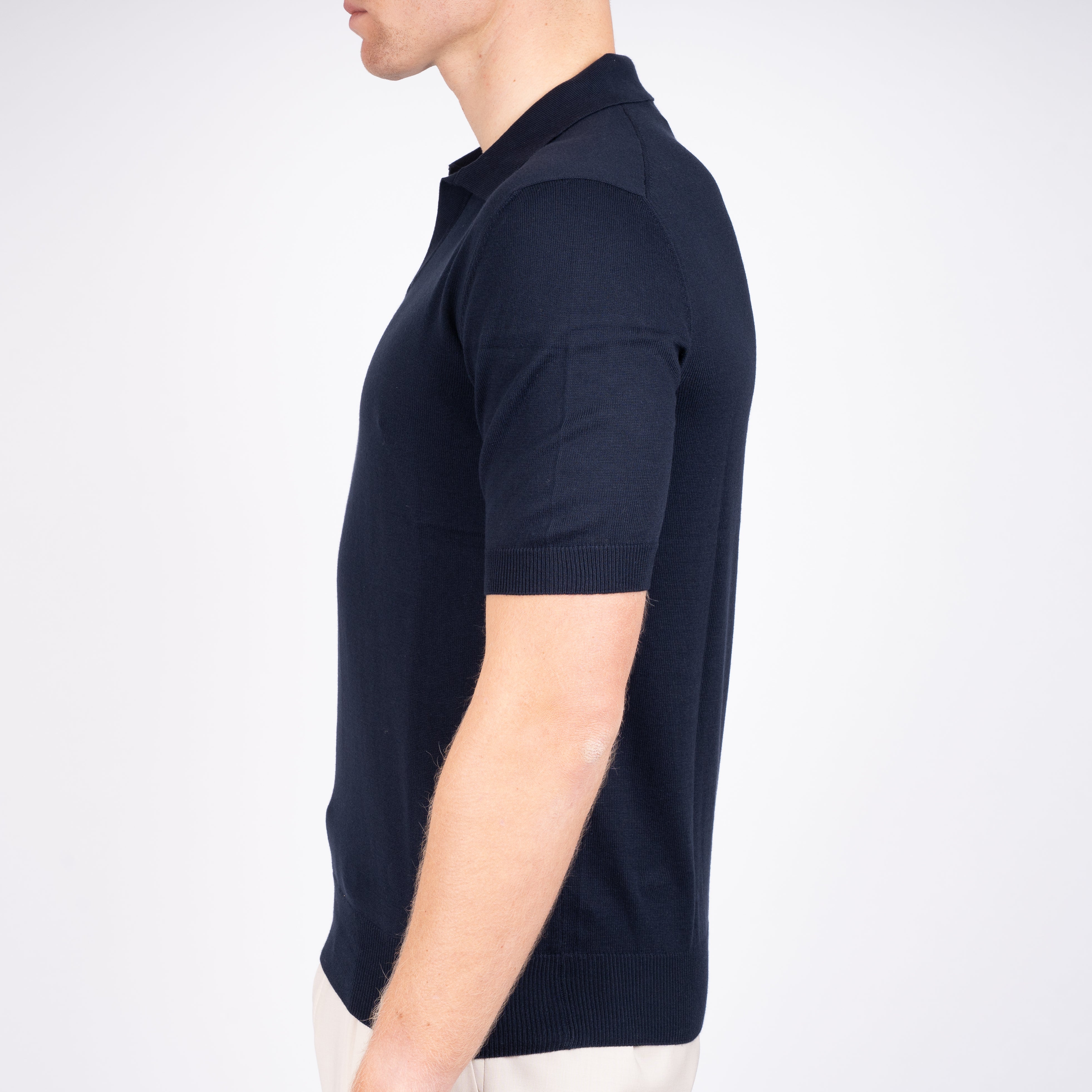 Gran Sasso Buttonless Polo Blauw | Egyptian Cotton