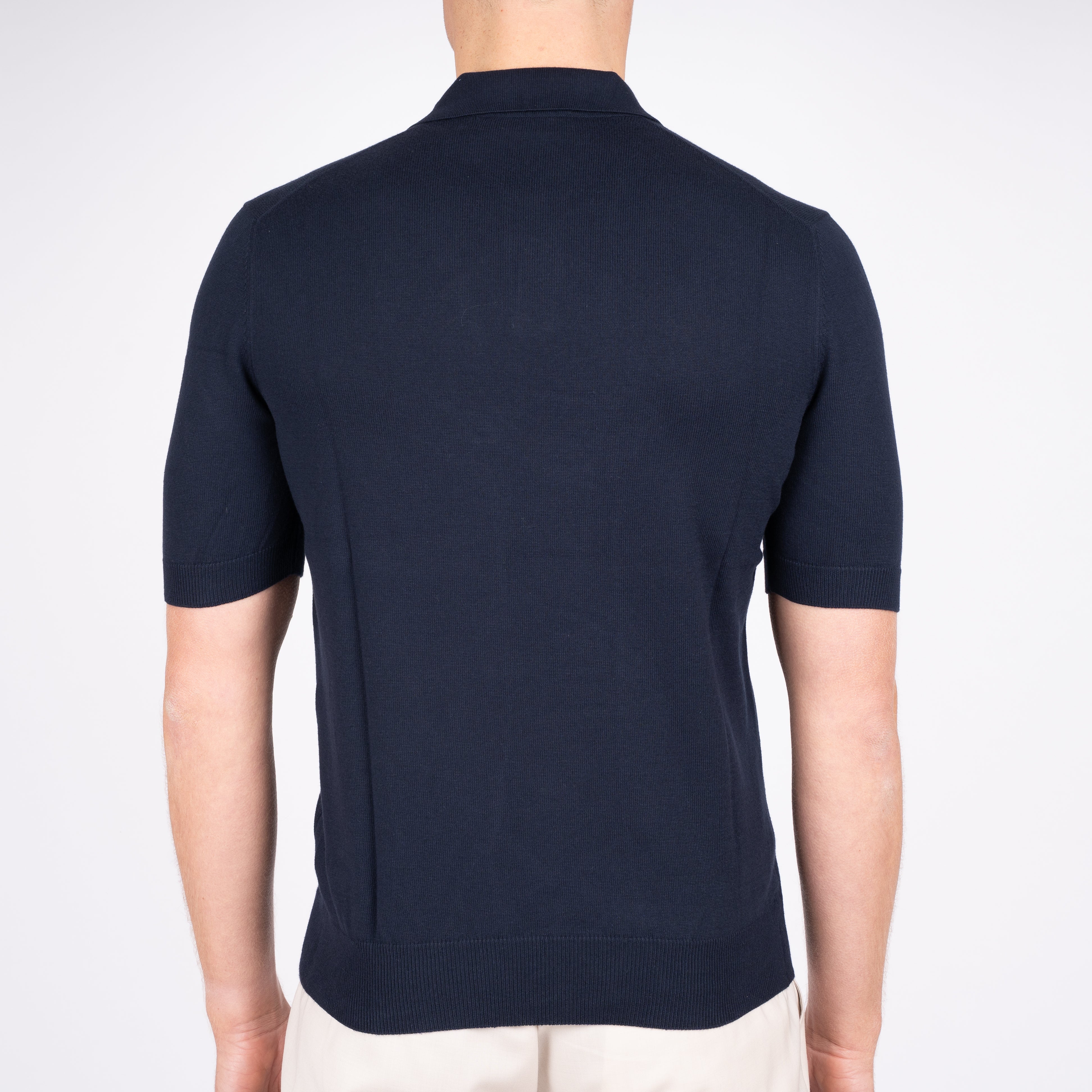 Gran Sasso Buttonless Polo Blauw | Egyptian Cotton