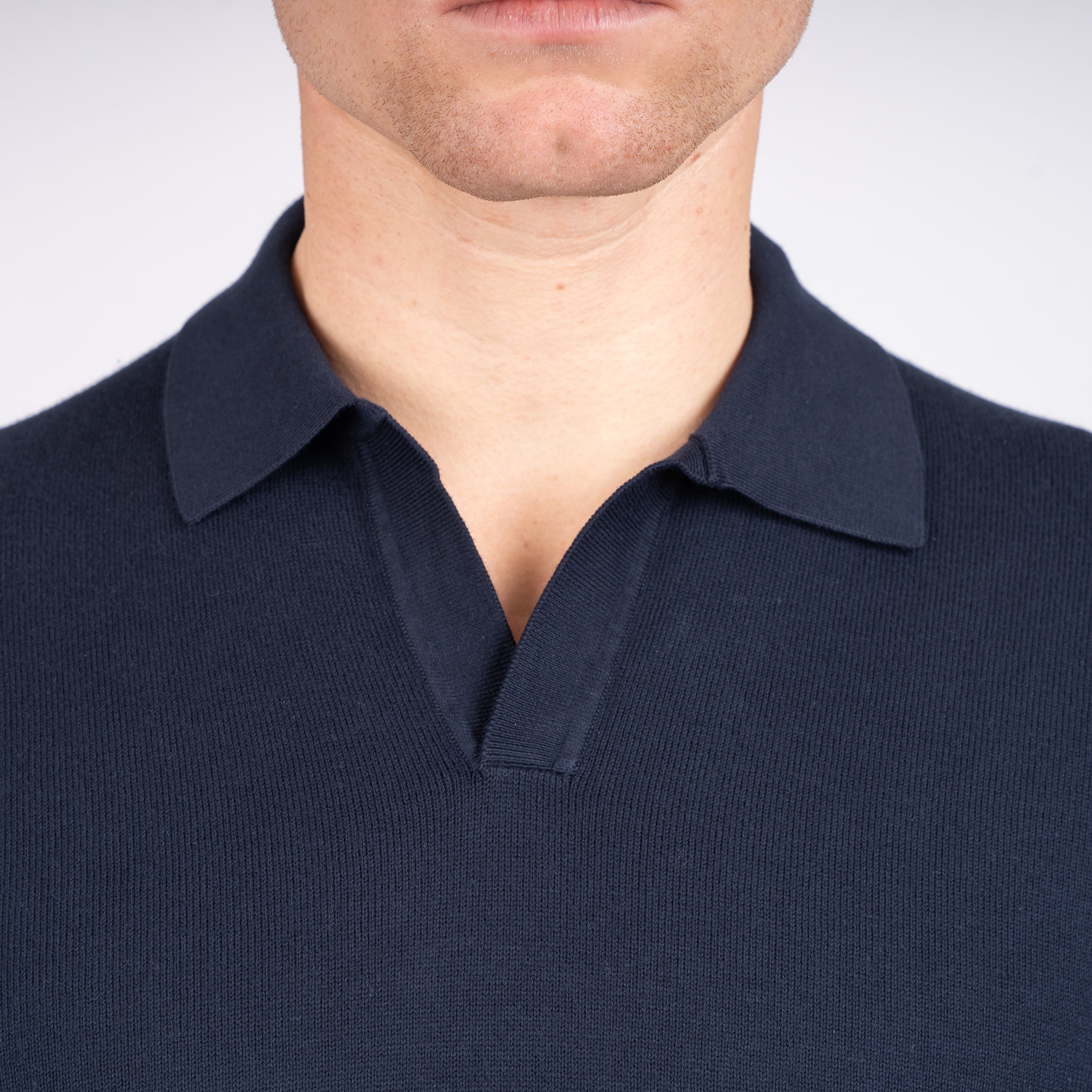 Gran Sasso Buttonless Polo Blauw | Egyptian Cotton