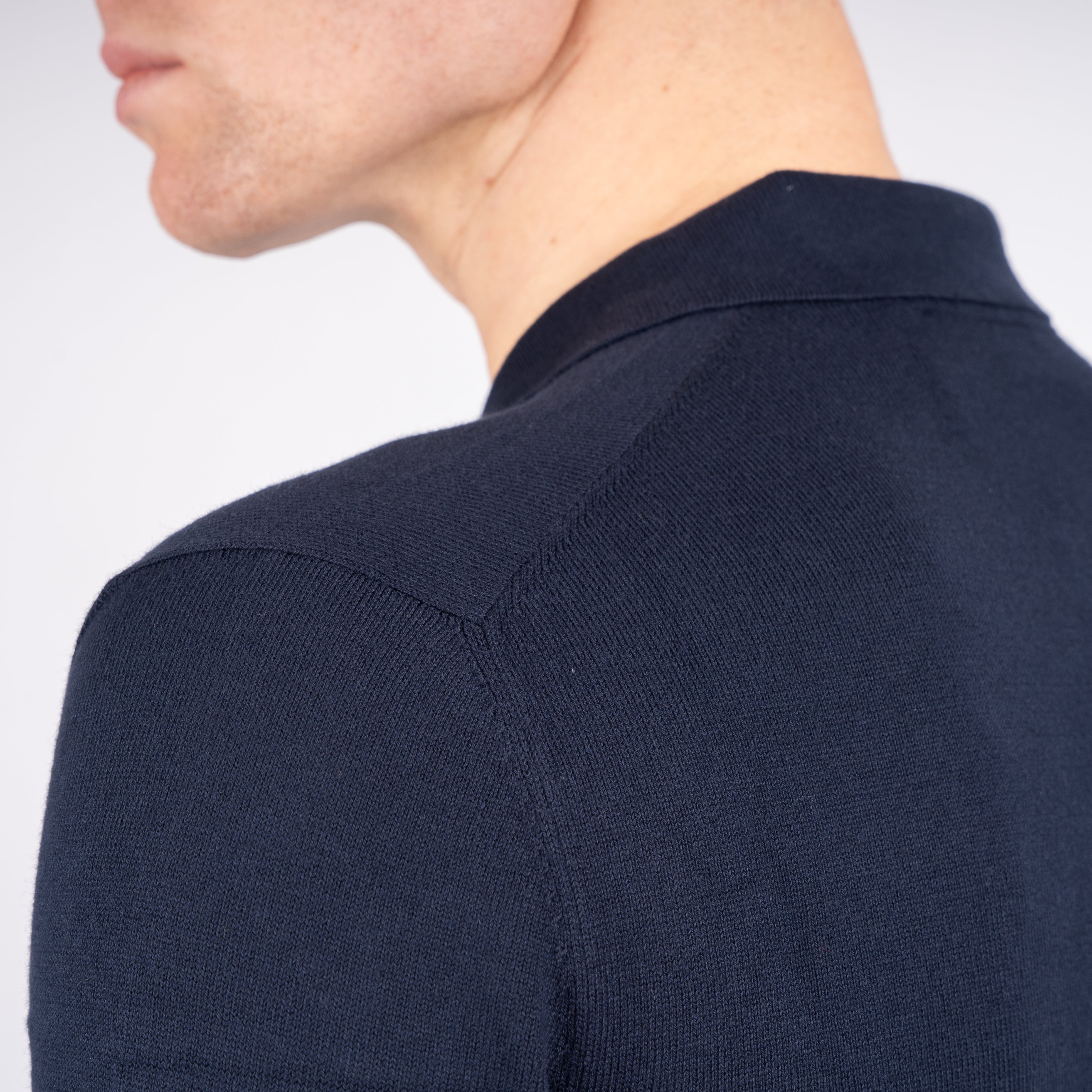 Gran Sasso Buttonless Polo Blauw | Egyptian Cotton