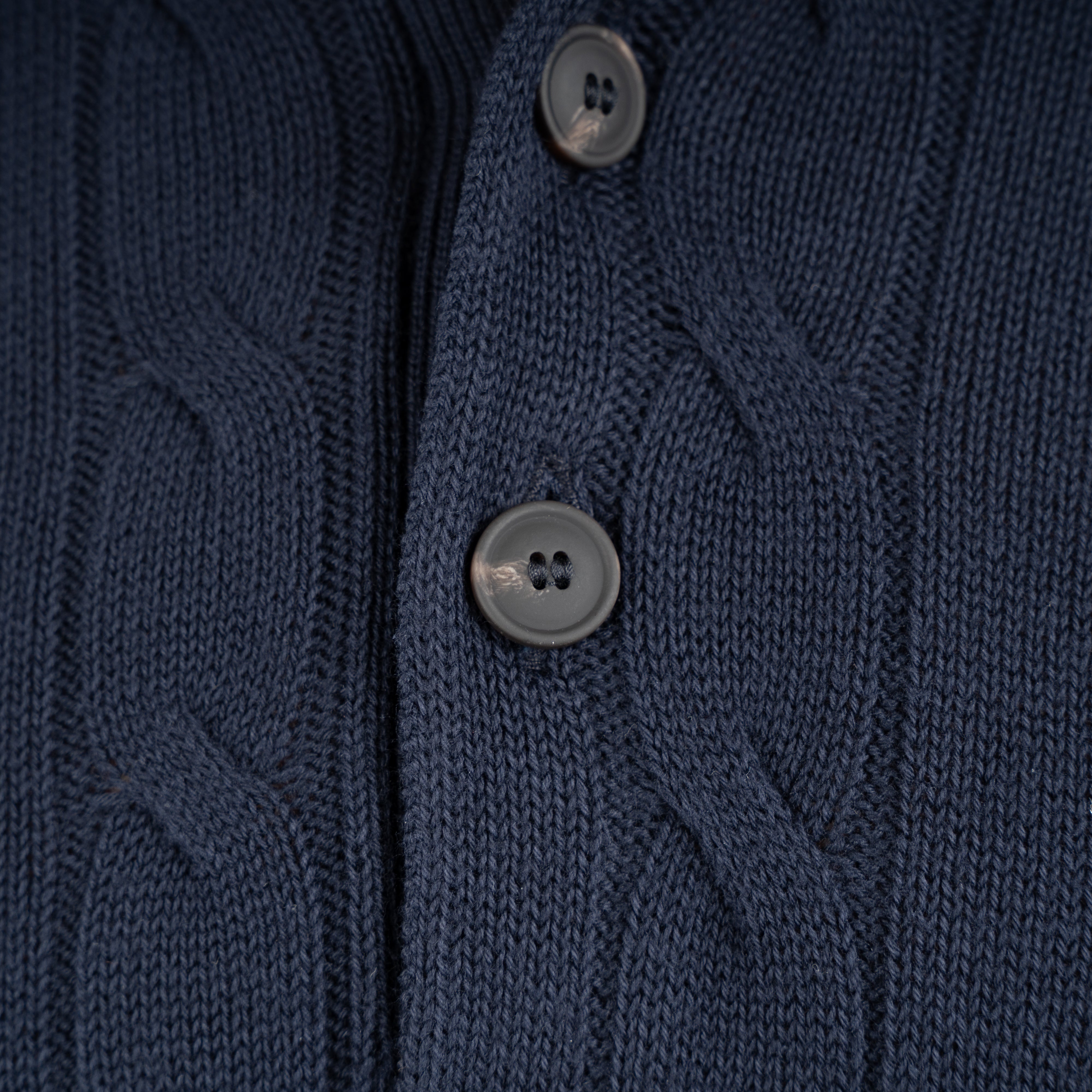 Gran Sasso Gebreide Kabel Polo Donkerblauw | Egyptian Cotton