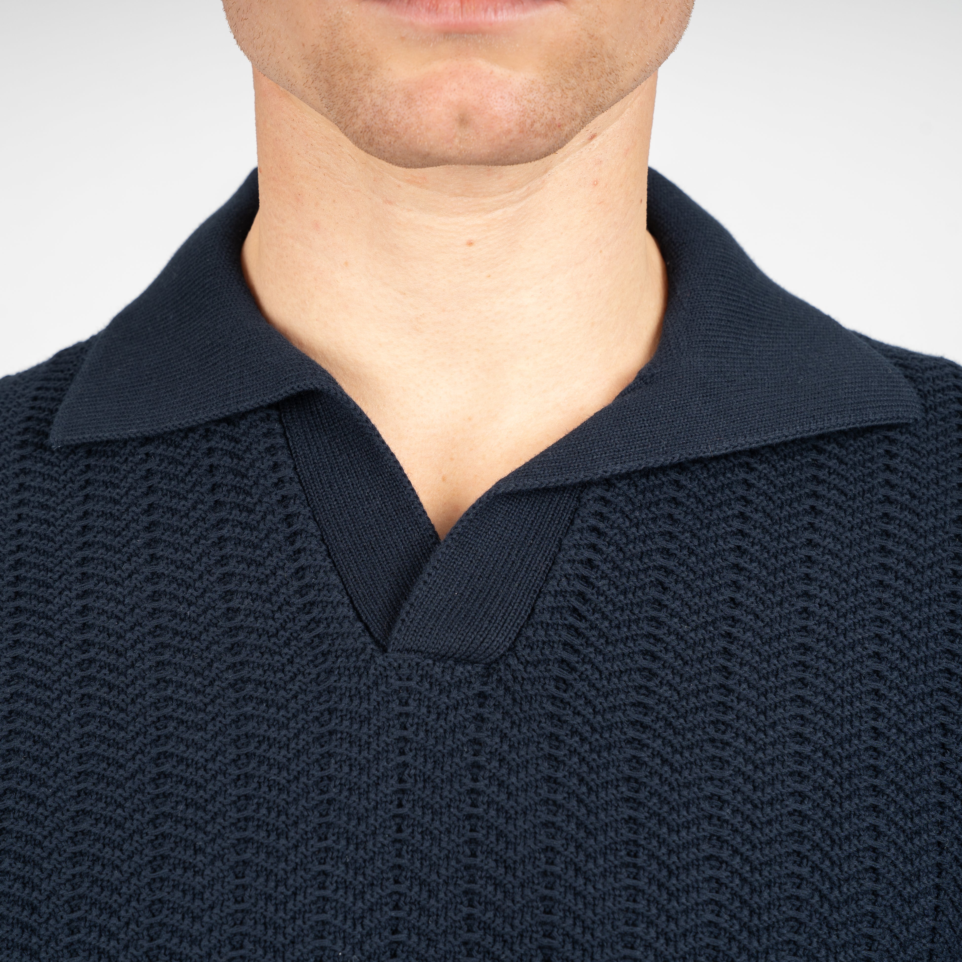 Gran Sasso Polo Buttonless Kraag Blauw | Cotton