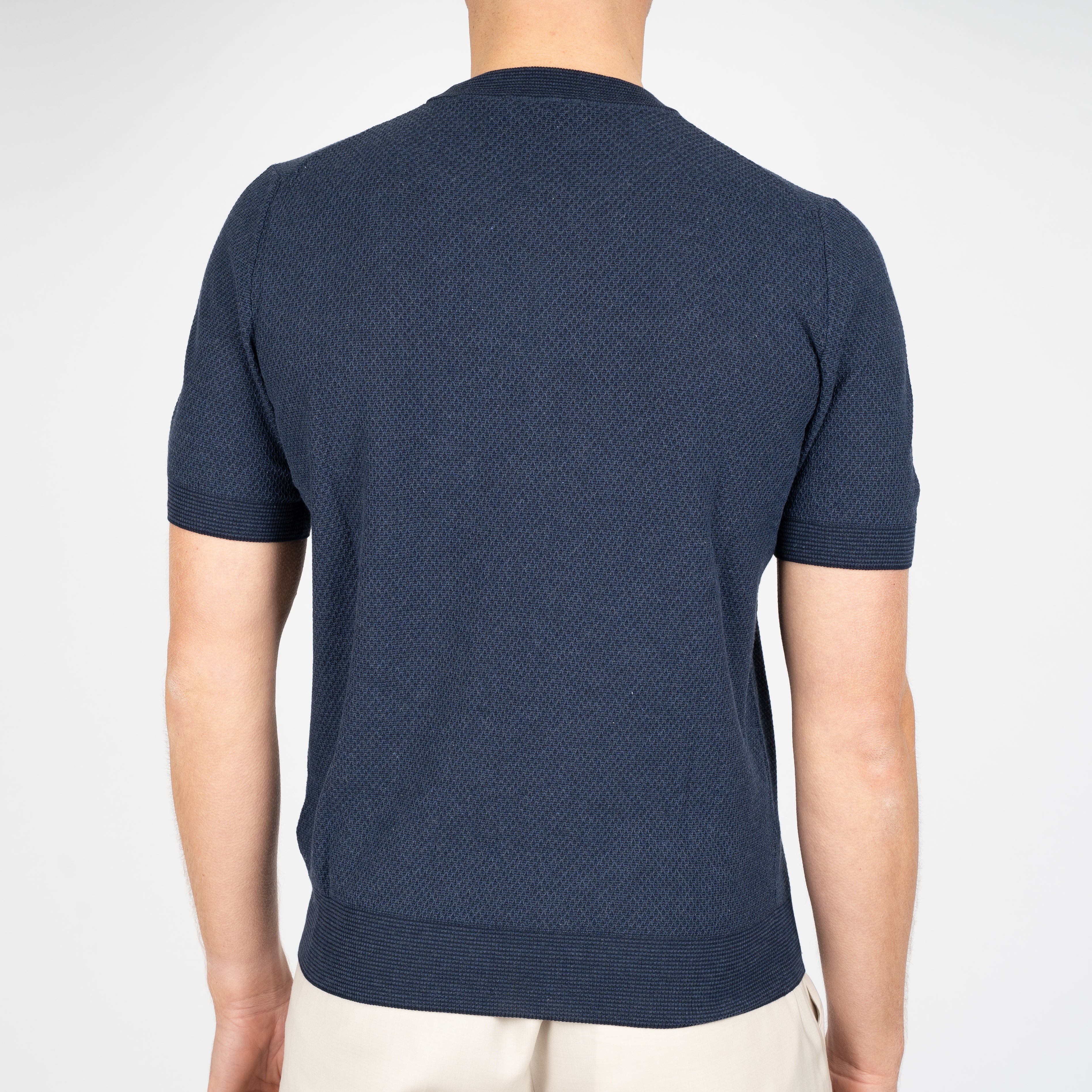 Gran Sasso Gebreid T-Shirt Donkerblauw | Fresh Cotton