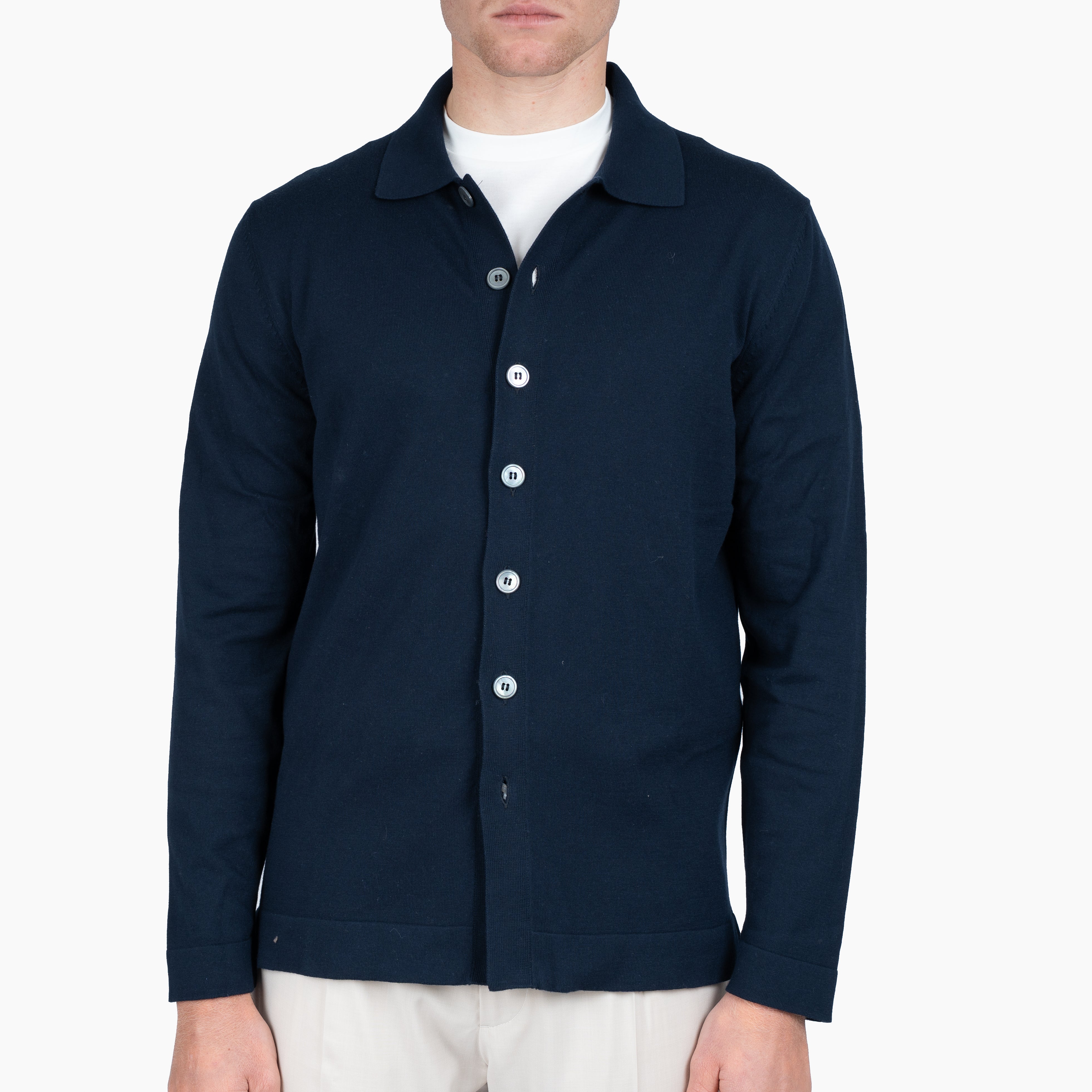 Gran Sasso Gebreid Knoopvest Blauw | Organic Cotton