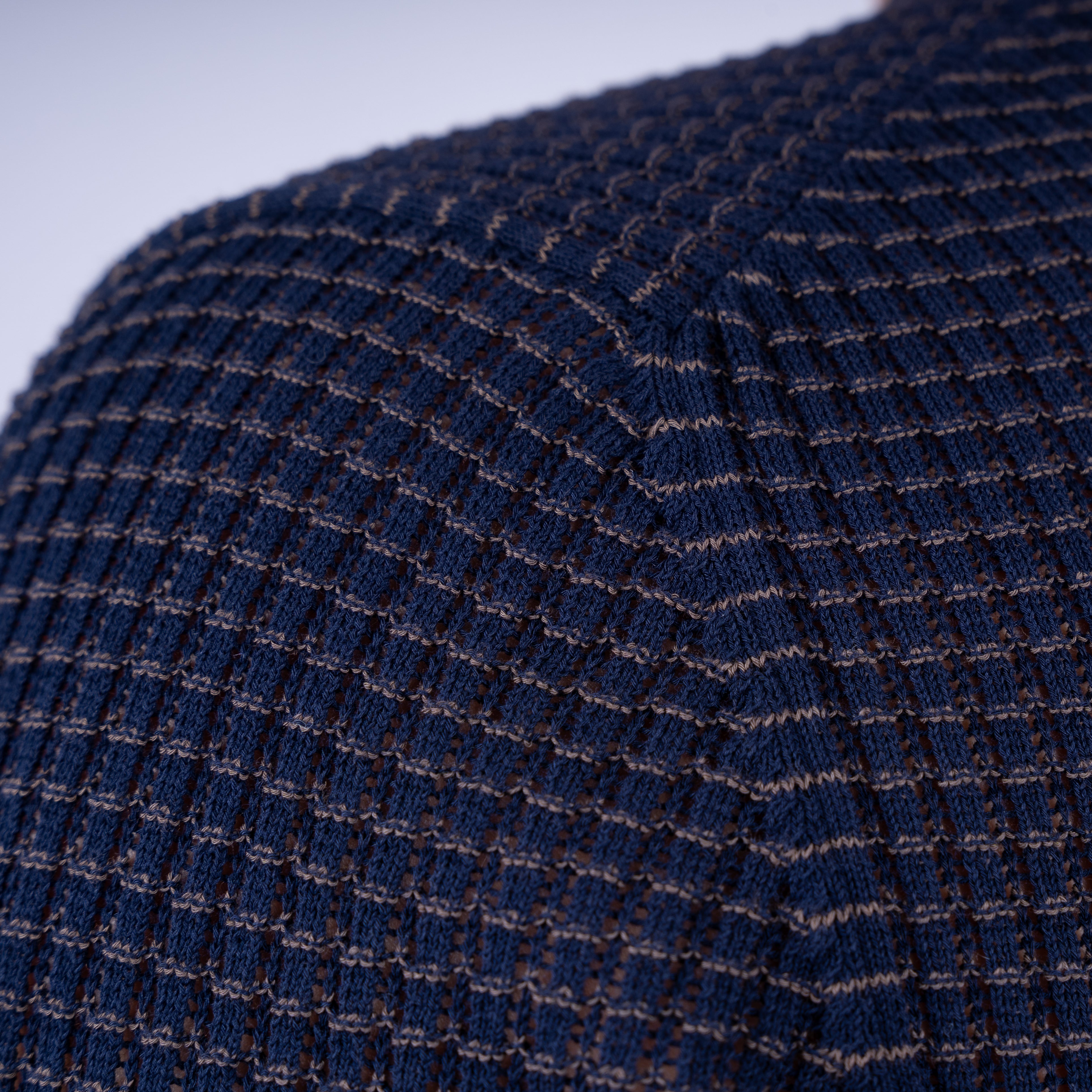 Gran Sasso Buttonless Polo Blauw | Bicolor Fresh Cotton