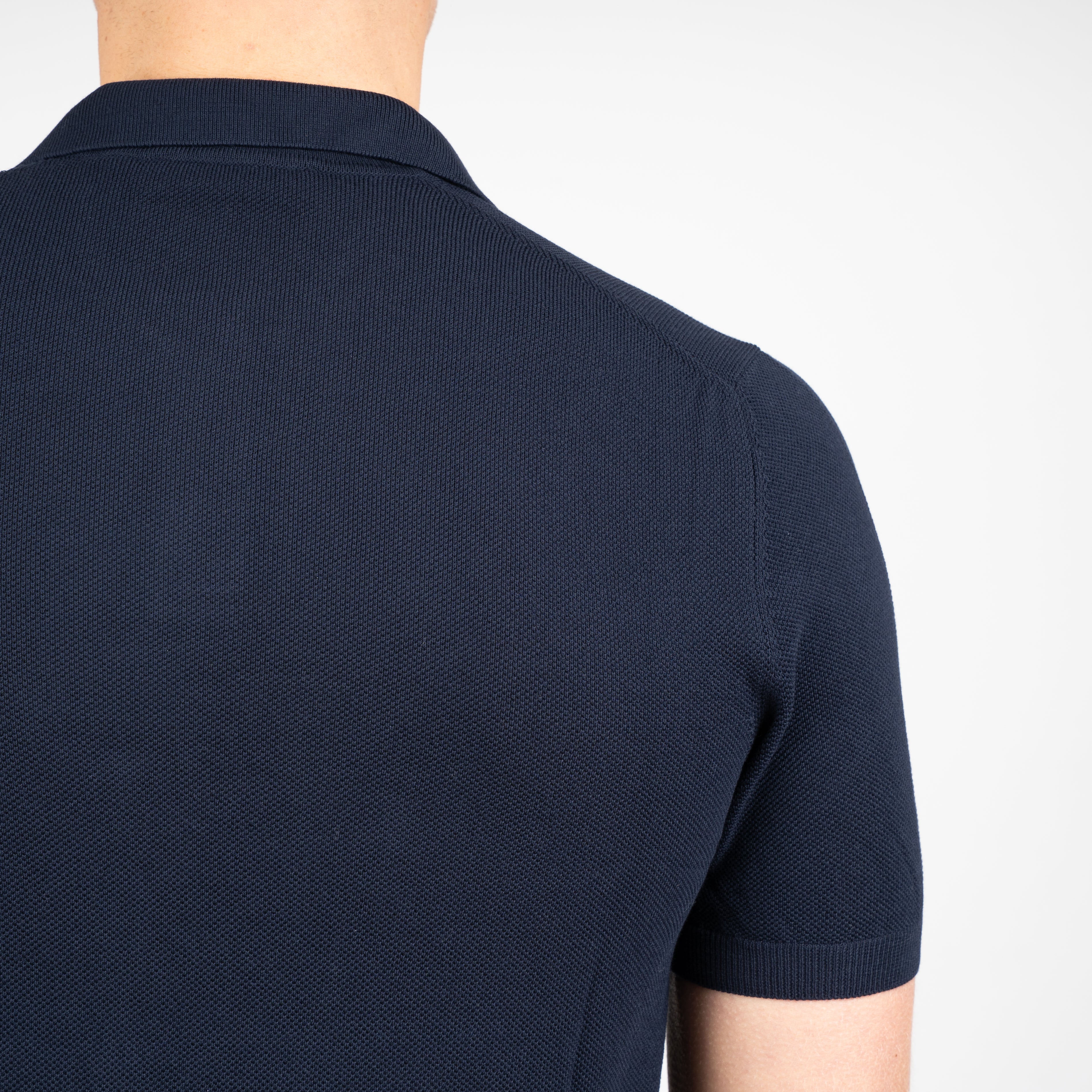 Gran Sasso Polo Buttonless Kraag Donkerblauw | Fresh Cotton