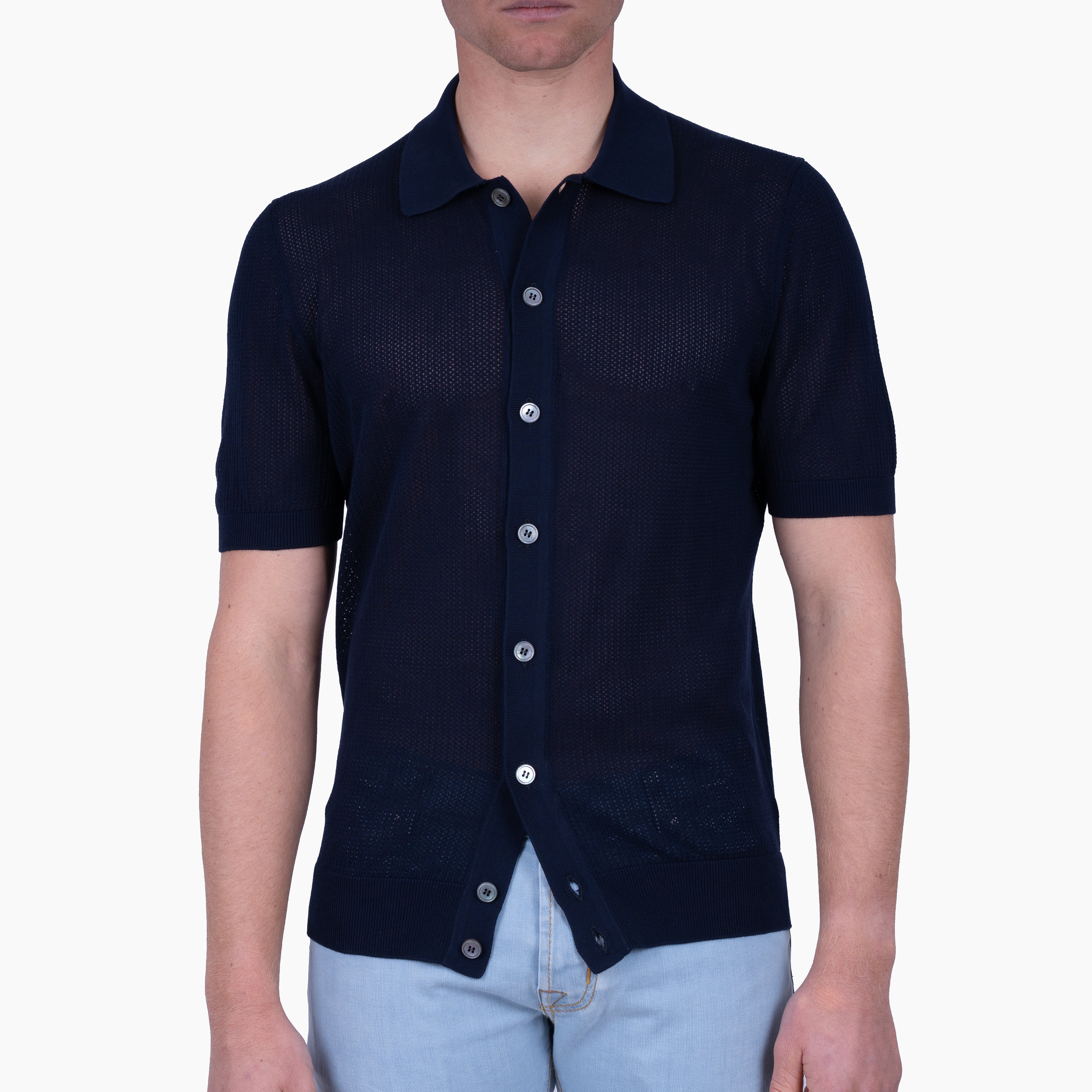 Gran Sasso Doorknoop Polo Blauw  | Fresh Cotton