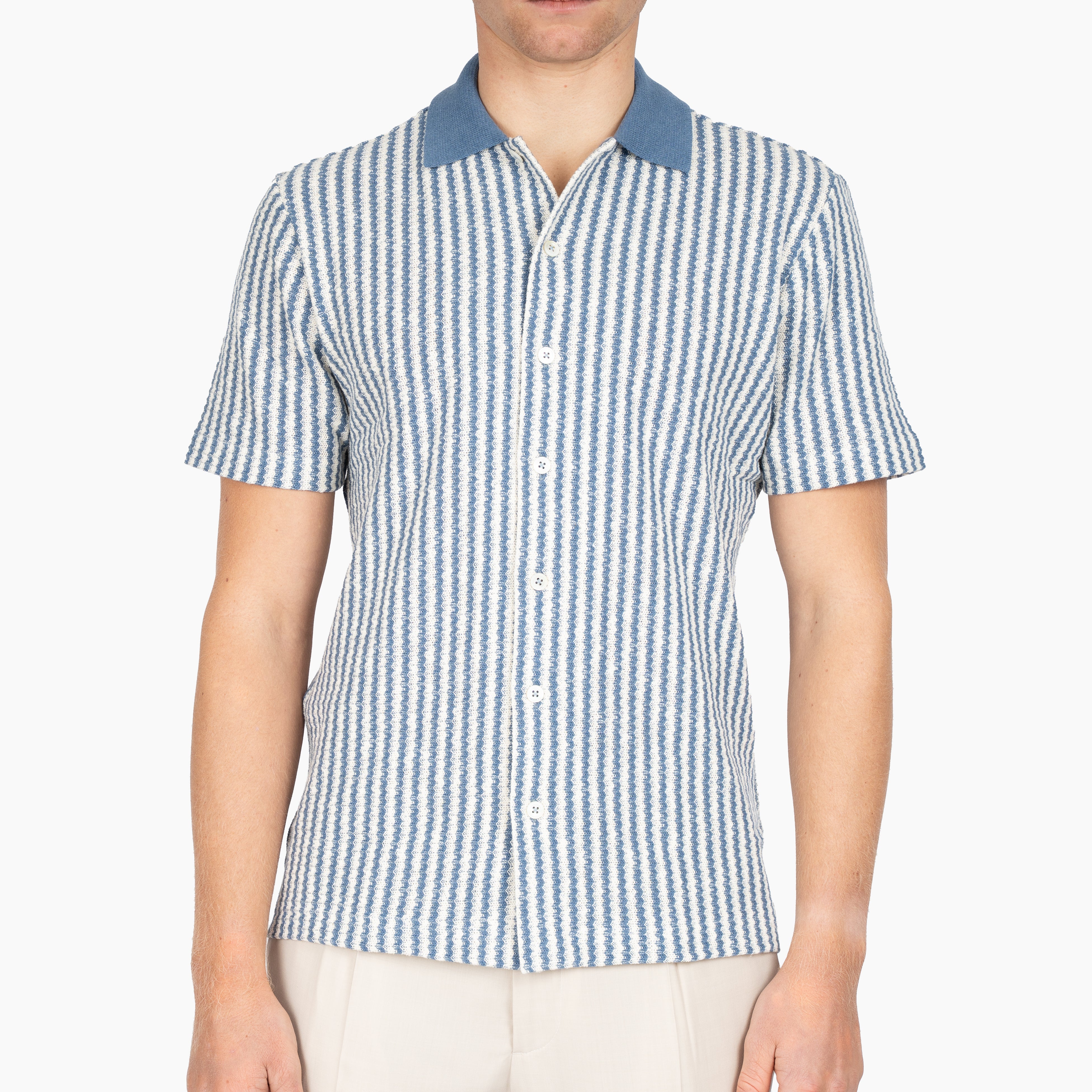 Gran Sasso Doorknoop Polo Lichtblauw Gestreept | Caperdoni