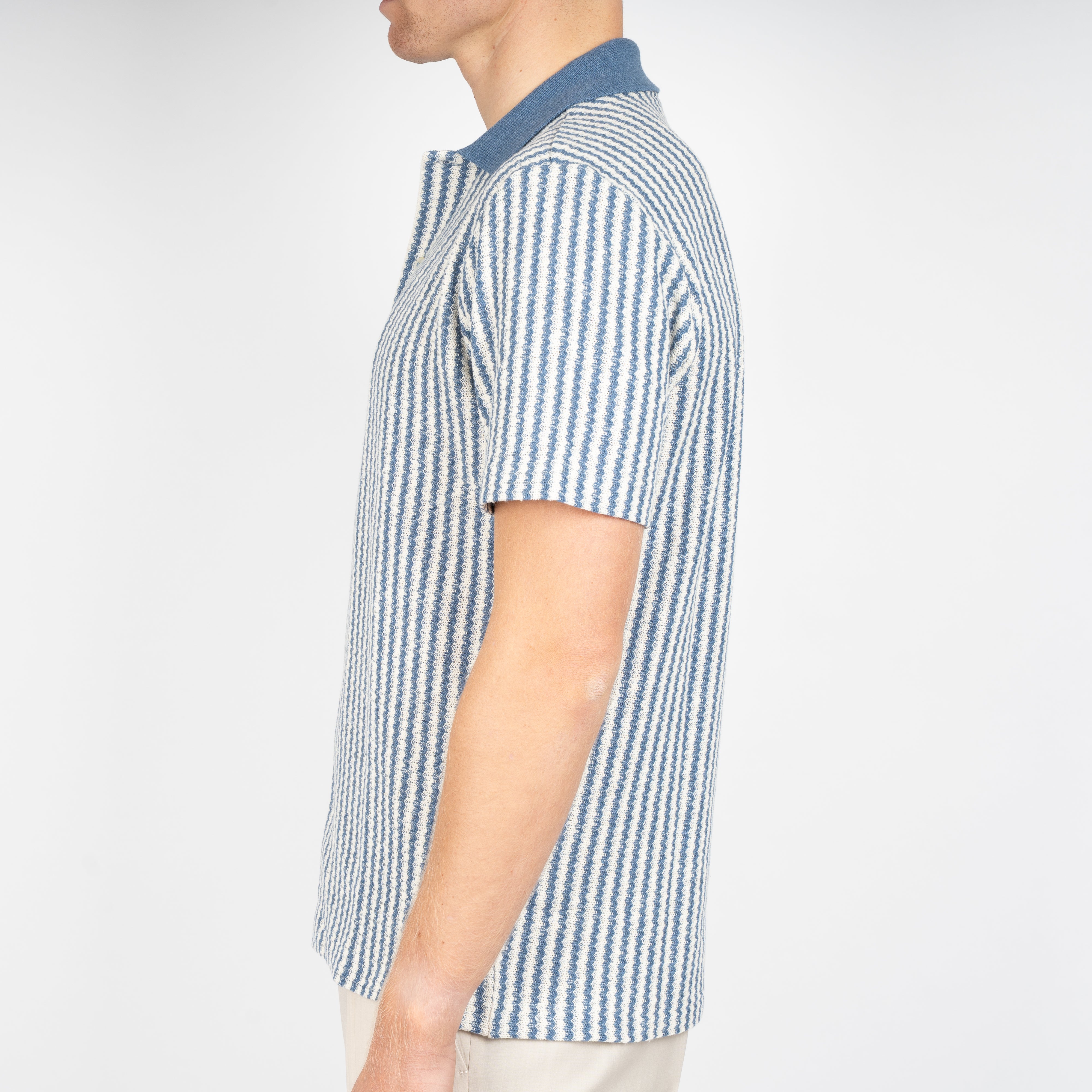 Gran Sasso Doorknoop Polo Lichtblauw Gestreept | Caperdoni