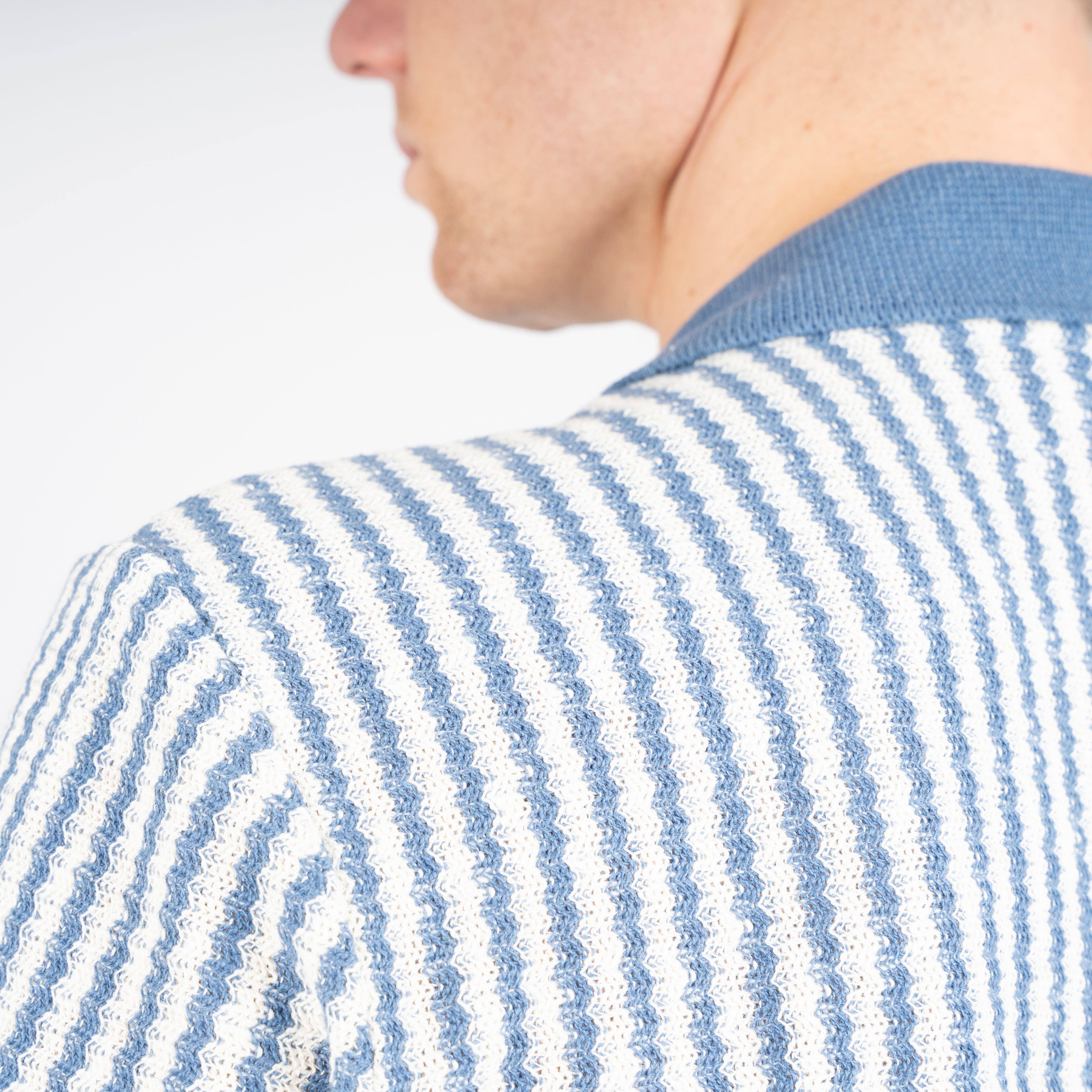 Gran Sasso Doorknoop Polo Lichtblauw Gestreept | Caperdoni