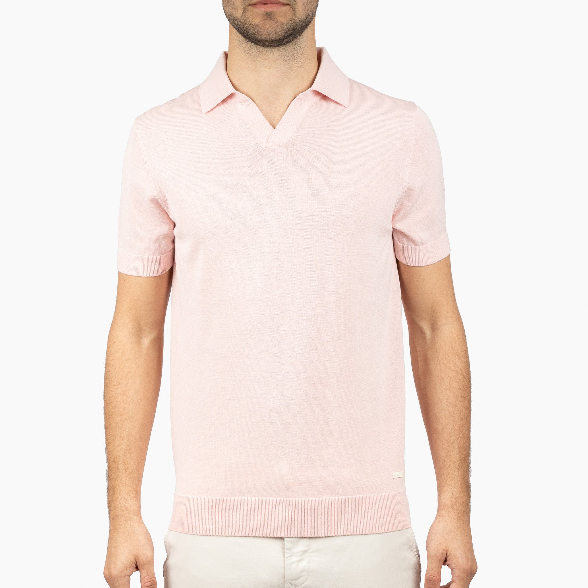 SEVEN DIALS Gebreide Buttonless Polo Roze | Dyche