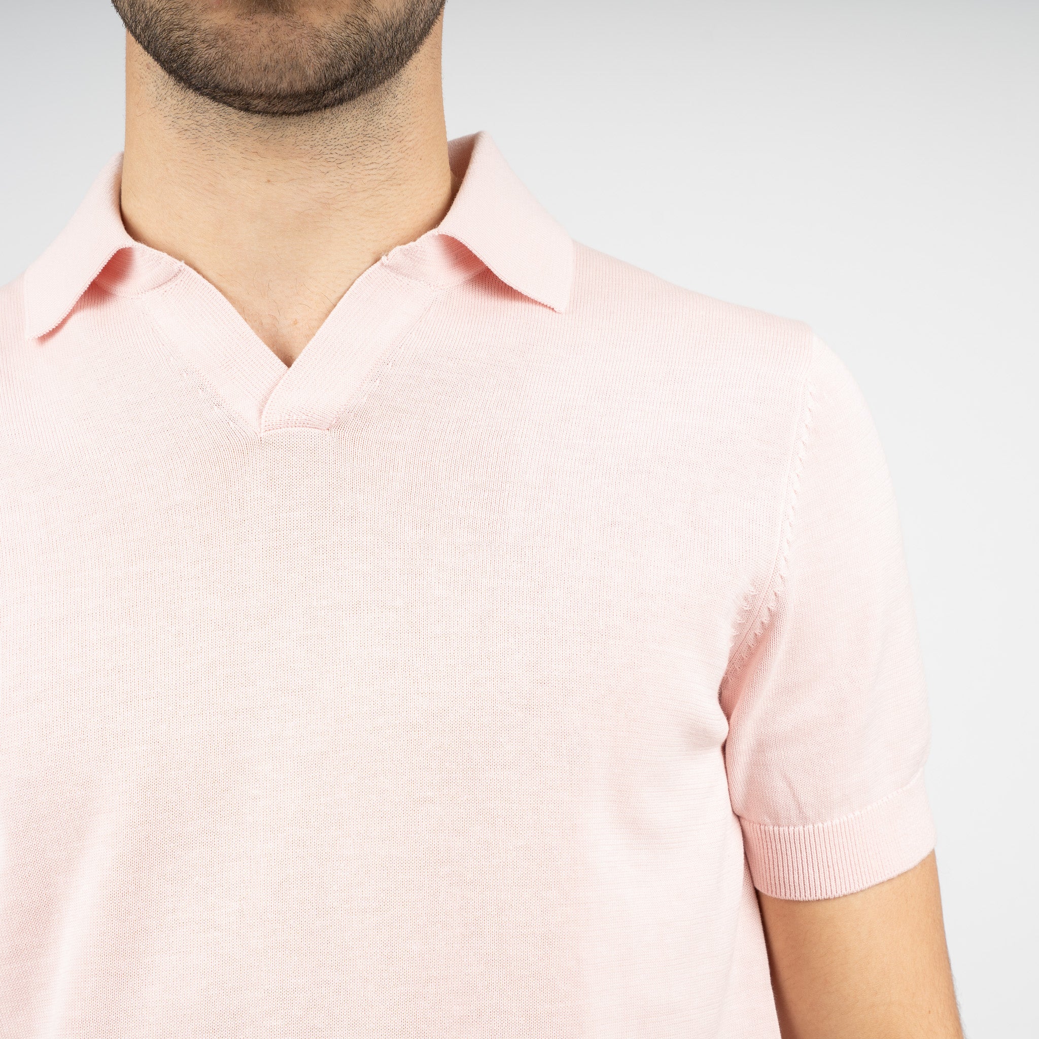SEVEN DIALS Gebreide Buttonless Polo Roze | Dyche
