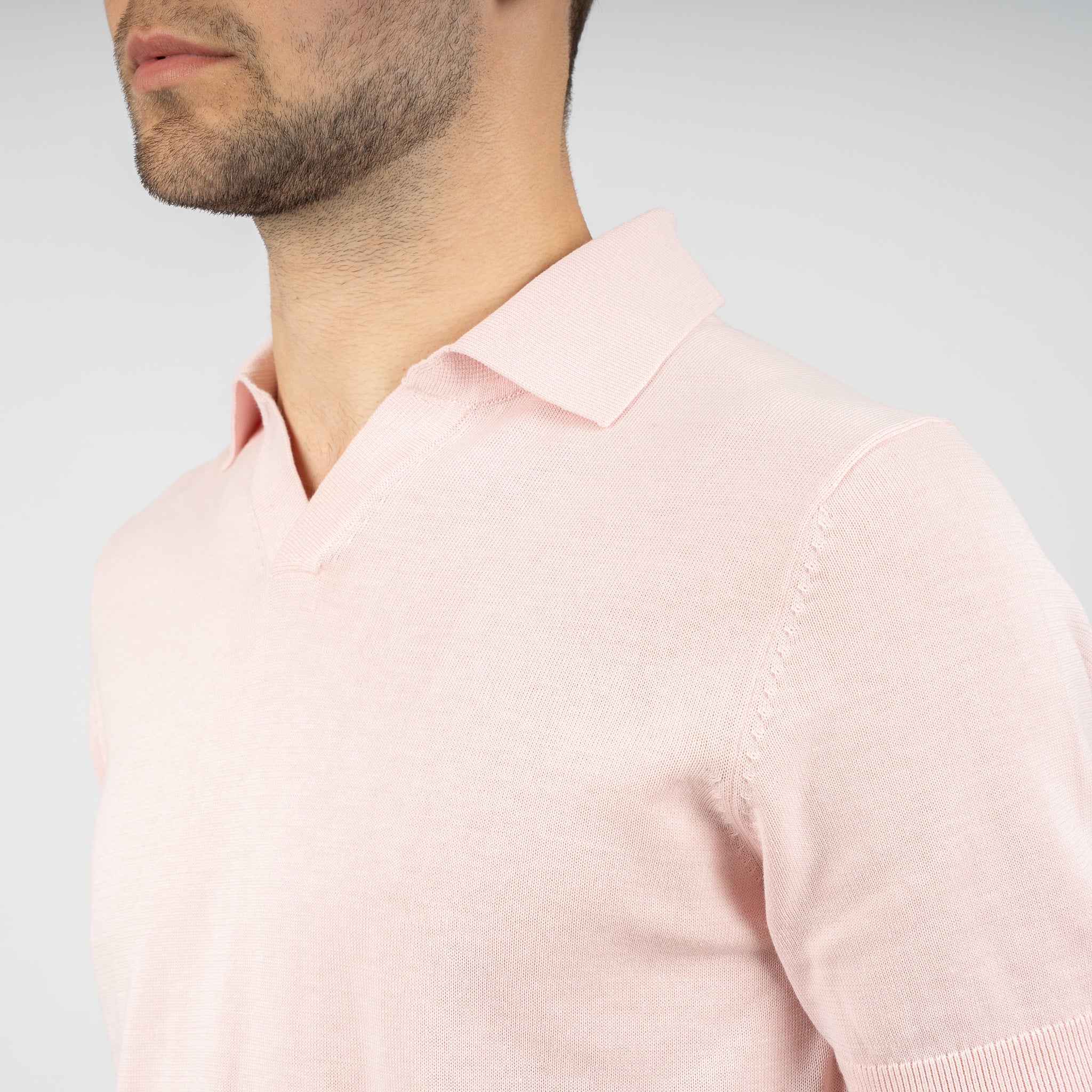 SEVEN DIALS Gebreide Buttonless Polo Roze | Dyche