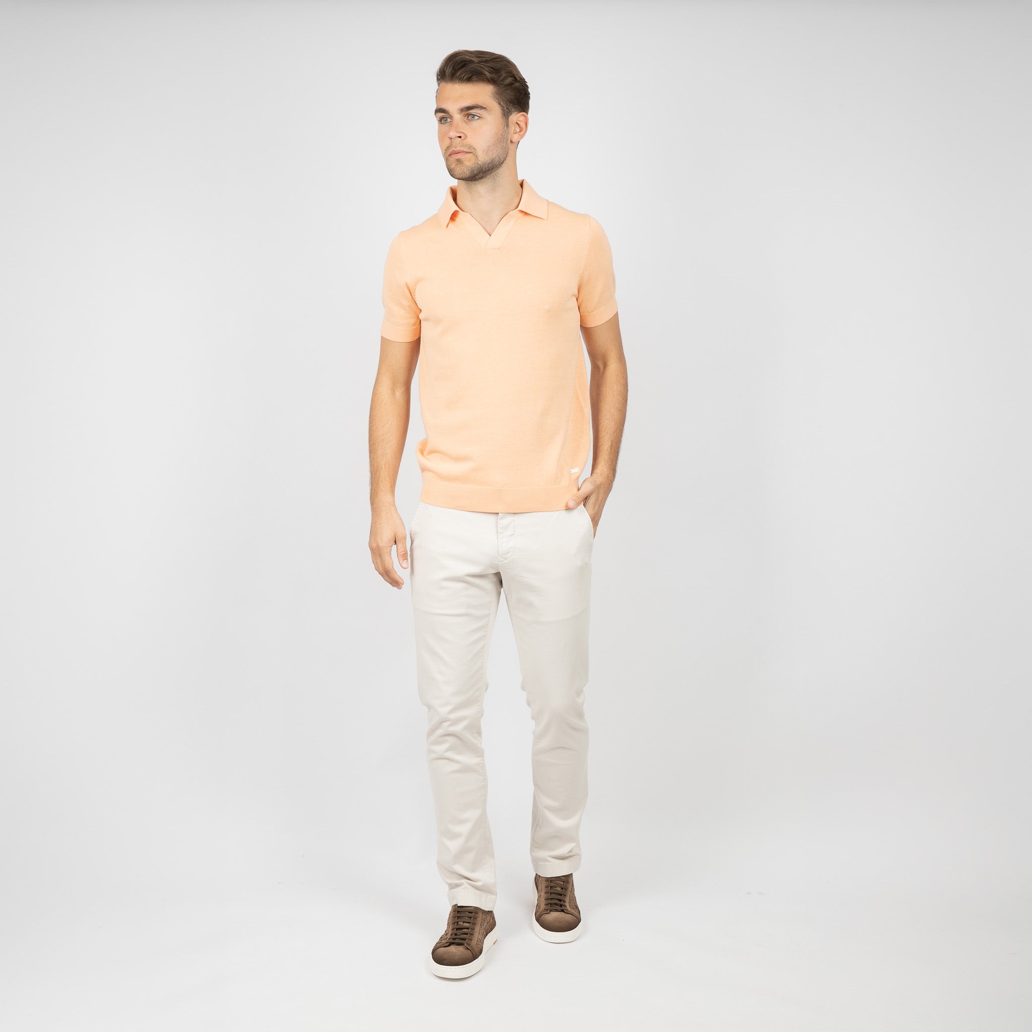 SEVEN DIALS Gebreide Buttonless Polo Oranje | Dyche