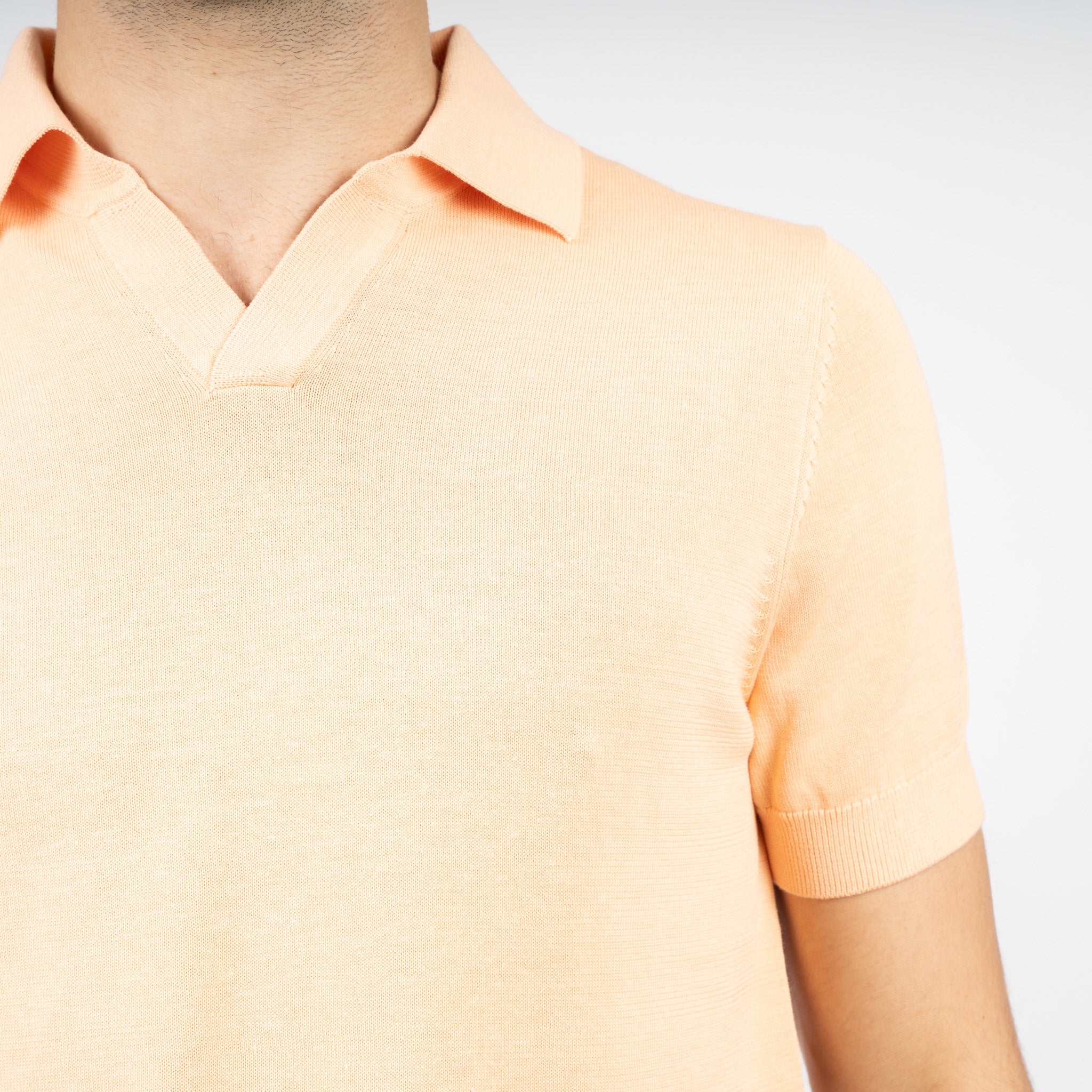 SEVEN DIALS Gebreide Buttonless Polo Oranje | Dyche