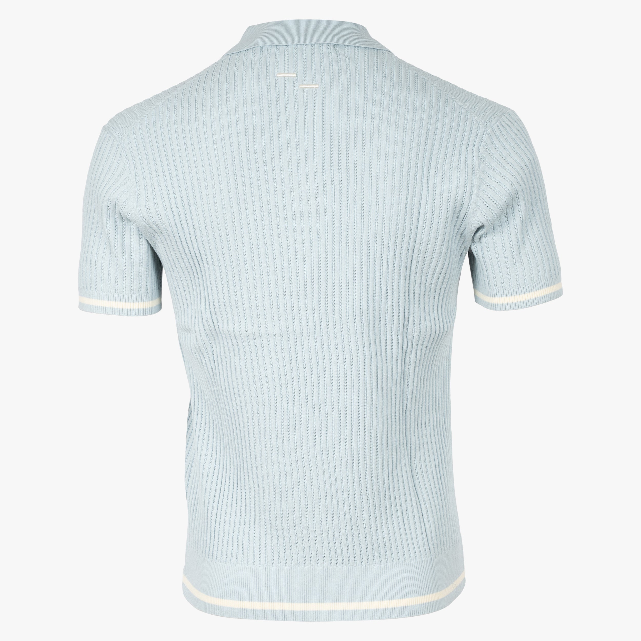 Filling Pieces Gebreide Polo Lichtblauw | Fine Knit