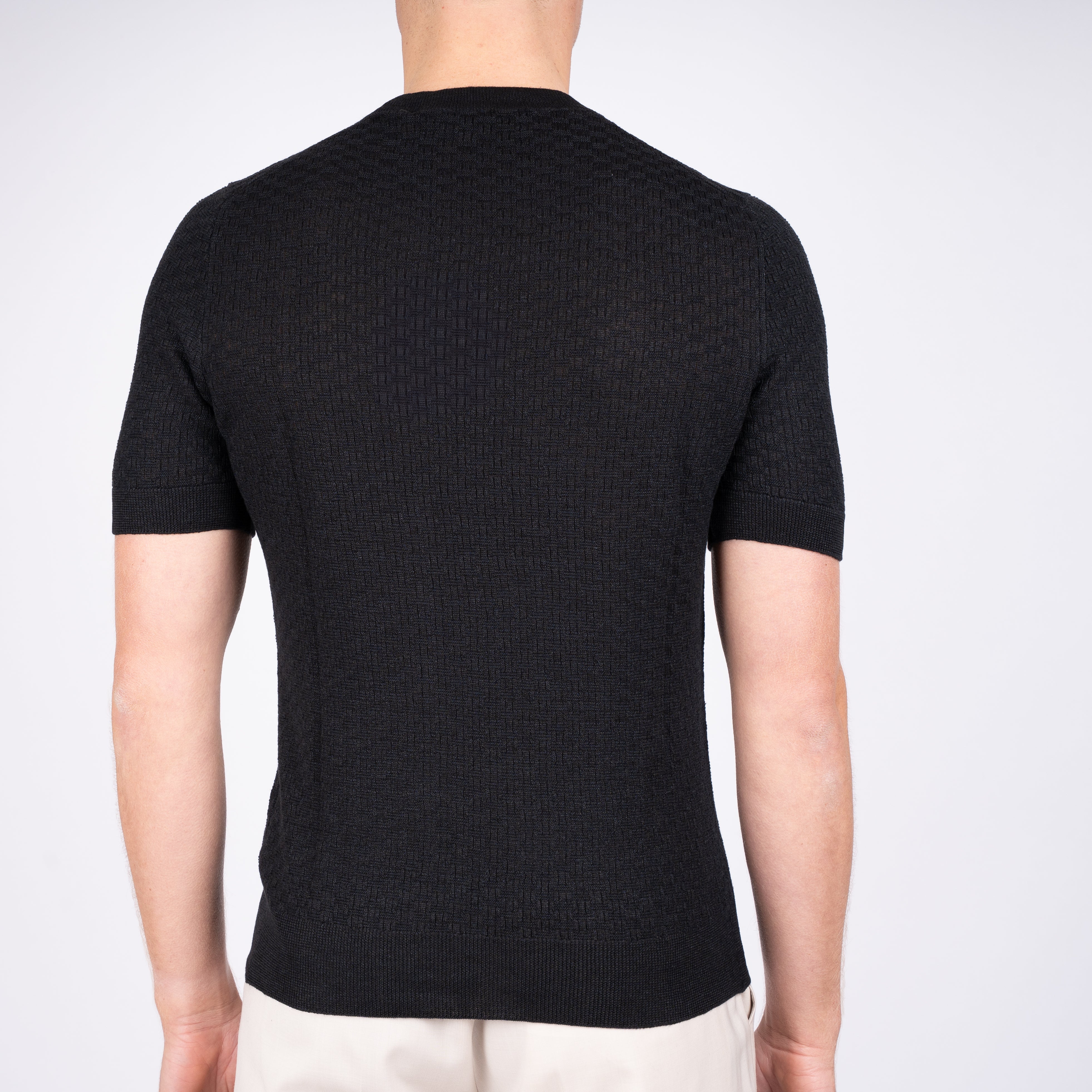 Gran Sasso Gebreid T-Shirt Zwart | Linnen & Cotton