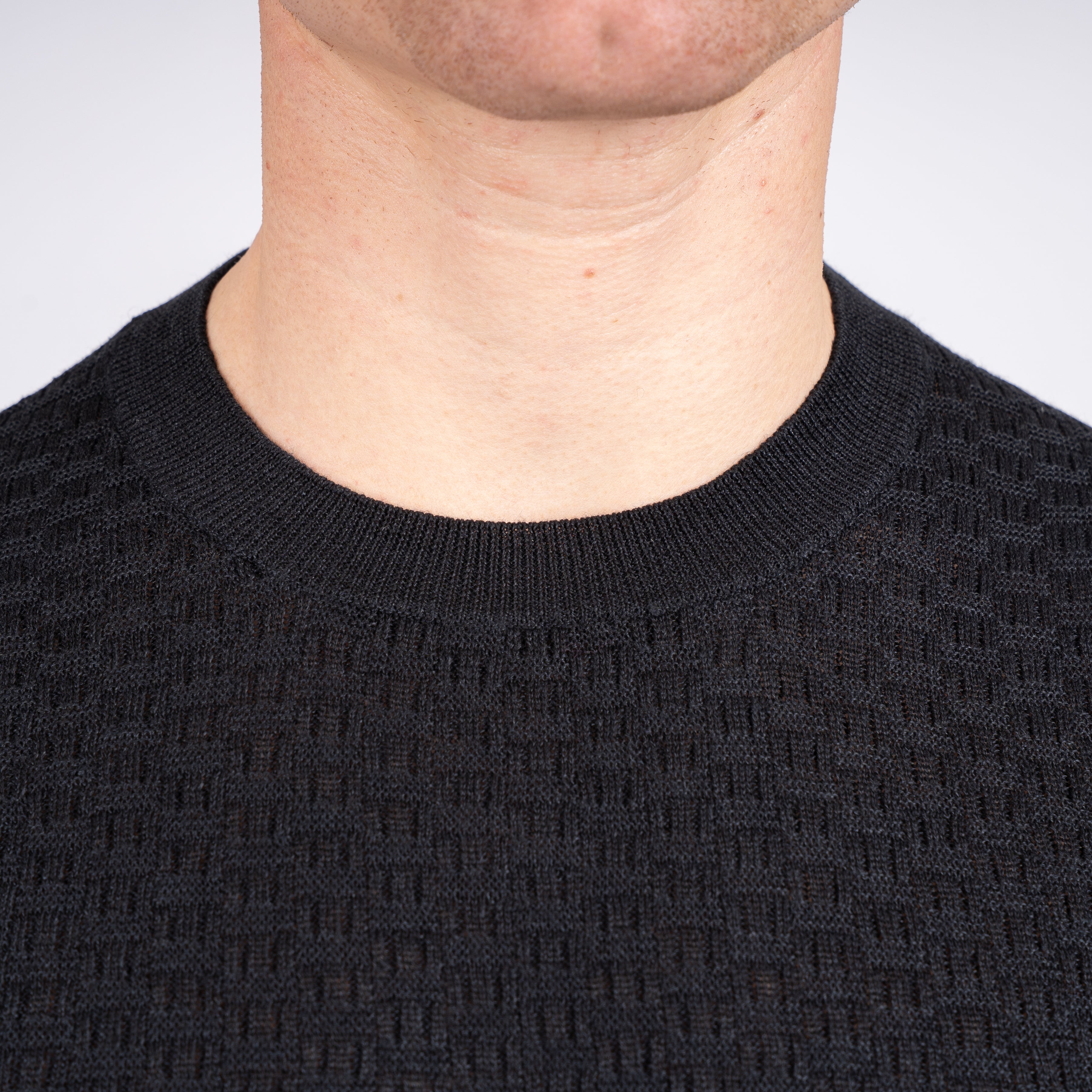 Gran Sasso Gebreid T-Shirt Zwart | Linnen & Cotton