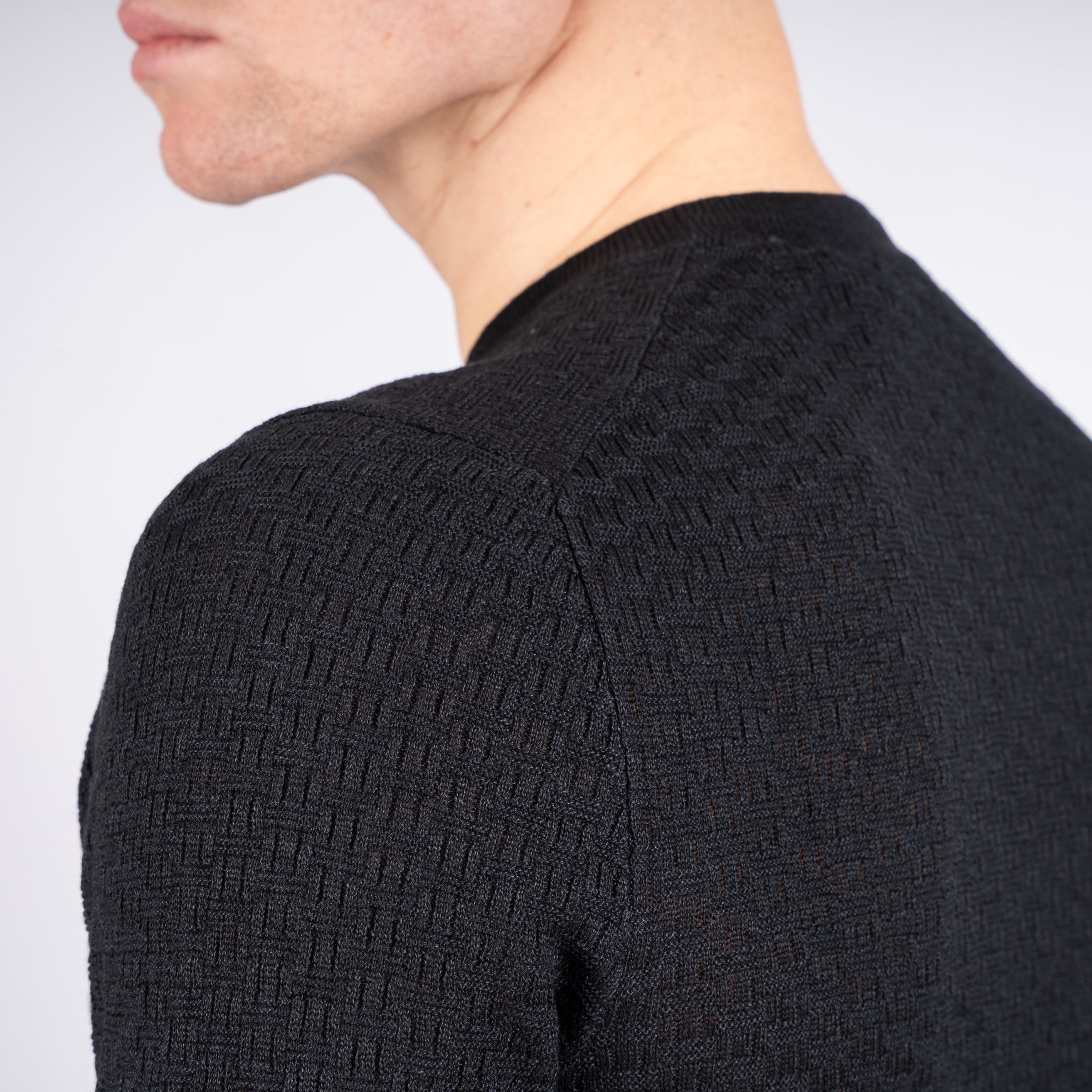 Gran Sasso Gebreid T-Shirt Zwart | Linnen & Cotton